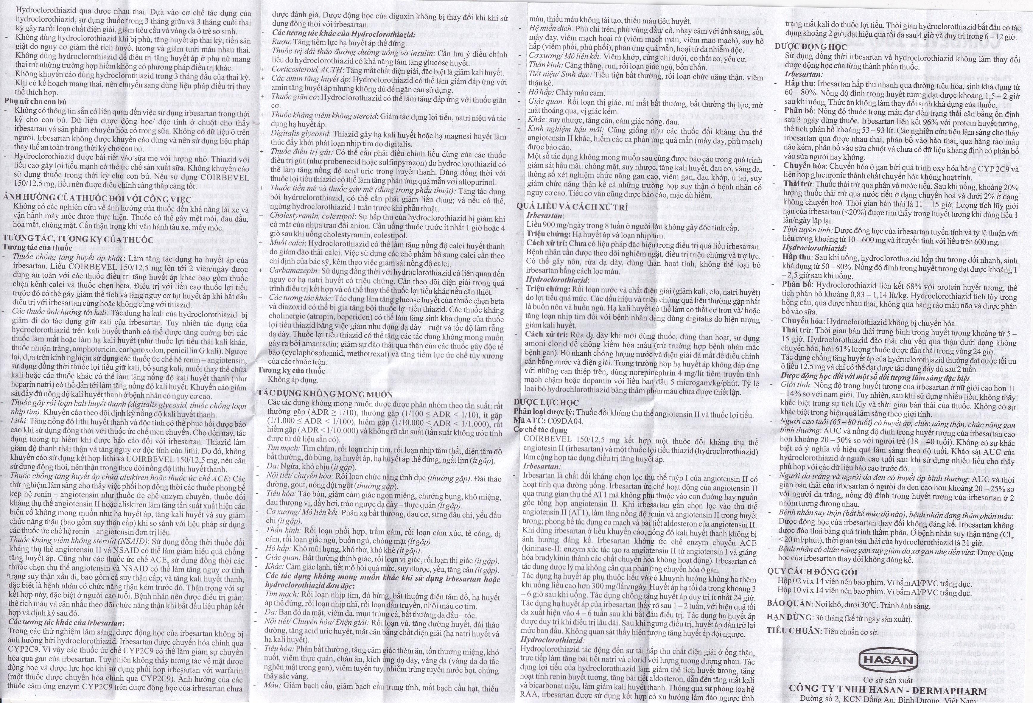 Hình ảnh Thuốc Coirbevel 150/12.5mg Hasan điều trị tăng huyết áp (2 vỉ x 14 viên)