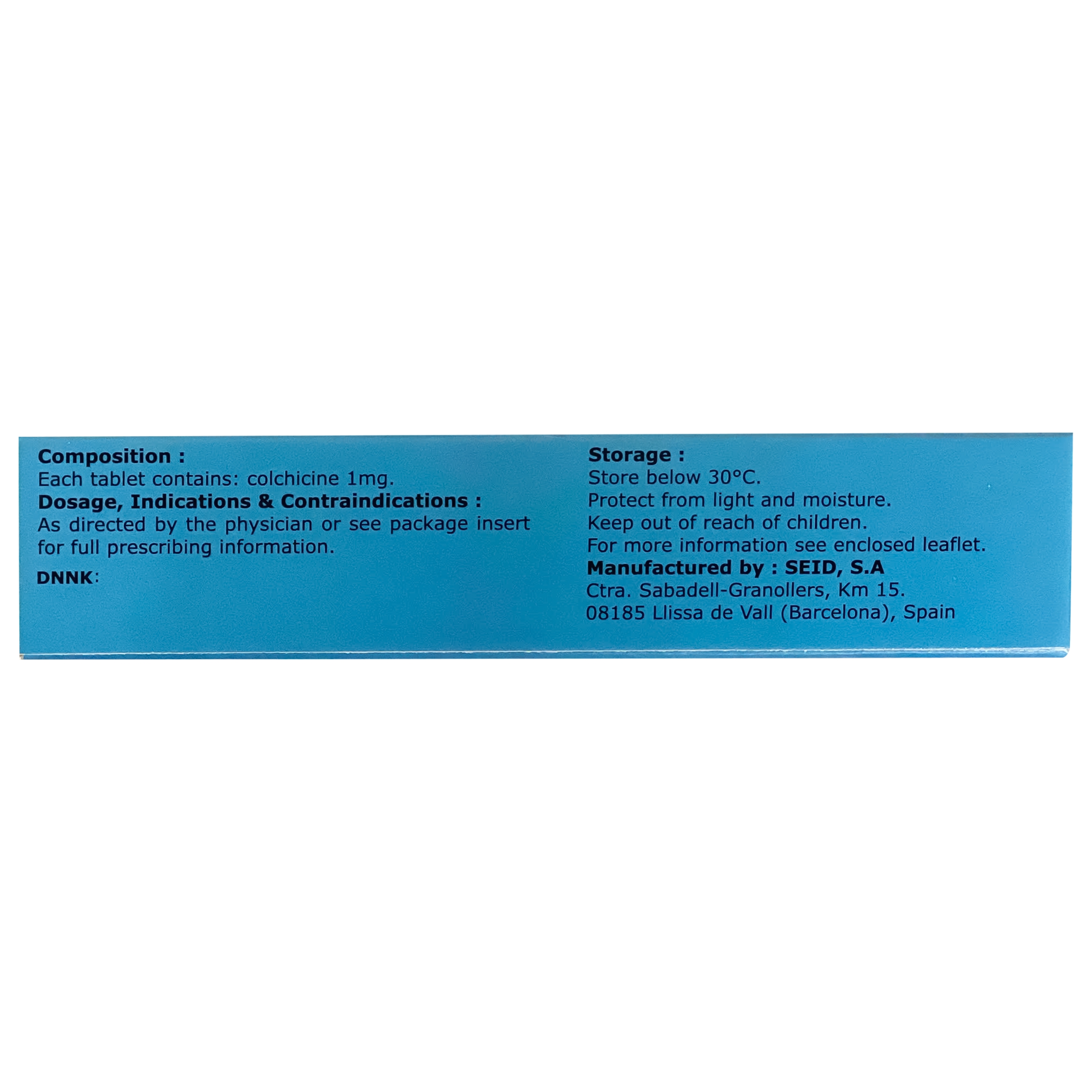 Hình ảnh Thuốc Colchicina Seid 1MG phòng tái phát viêm khớp do gút và điều trị dài ngày bệnh gút (2 vỉ x 20 viên)