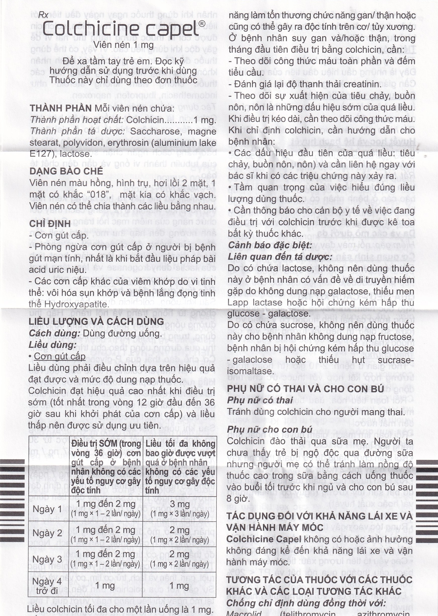 Hình ảnh Thuốc Colchicine Capel 1mg Mayoly Spindler phòng ngừa và điều trị cơn gút cấp (20 viên)