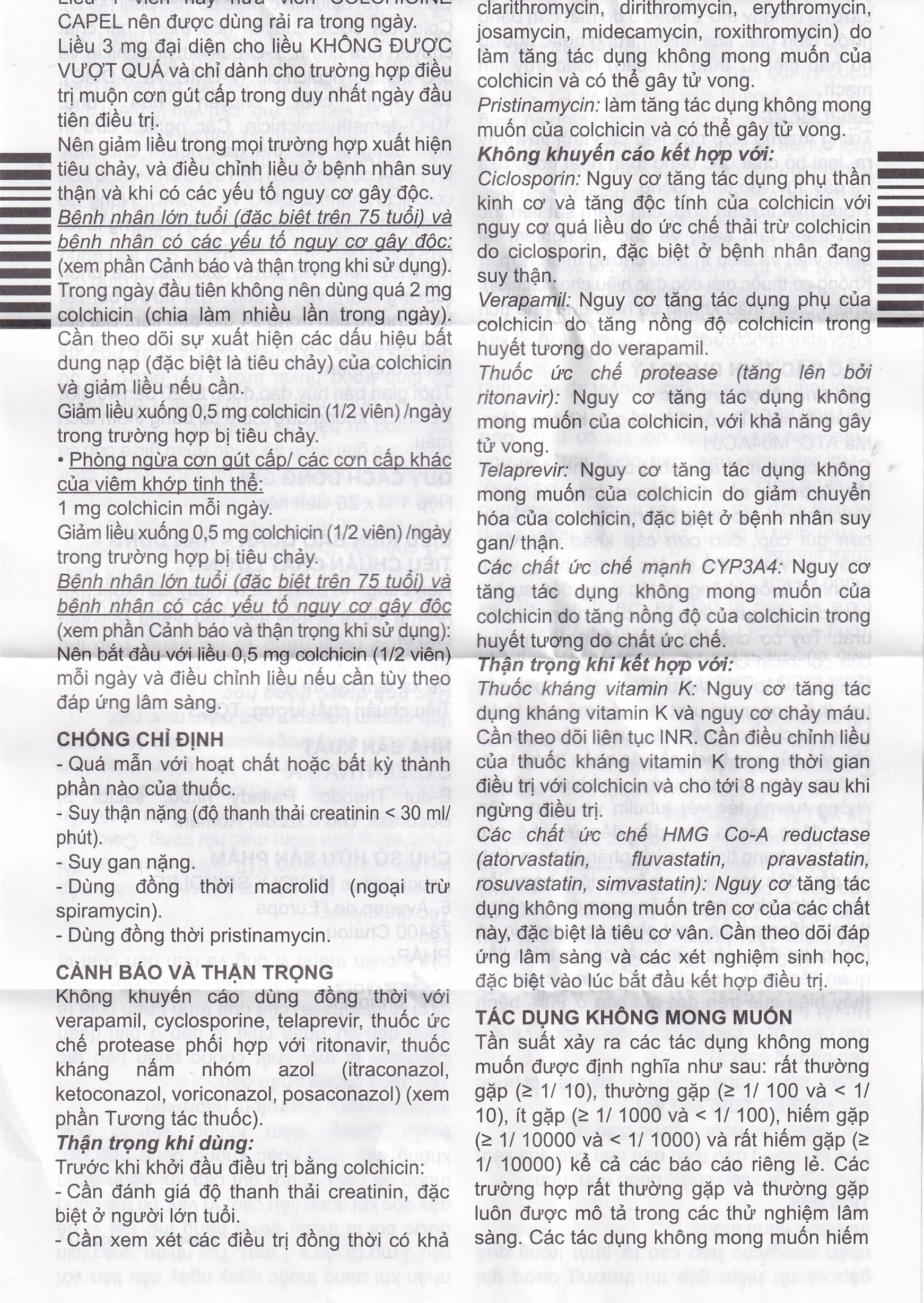 Hình ảnh Thuốc Colchicine Capel 1mg Mayoly Spindler phòng ngừa và điều trị cơn gút cấp (20 viên)