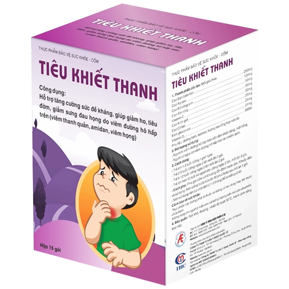 Hình ảnh Tiêu Khiết Thanh Á Âu thanh nhiệt giải độc cho cơ thể, giảm triệu chứng ho, đau họng (15 gói)