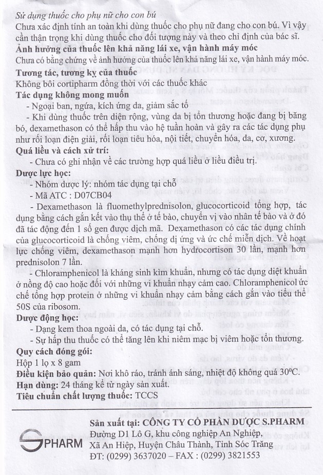 Hình ảnh Kem bôi da Cortipharm 8g Spharm điều trị viêm da tiếp xúc, chốc lỡ, viêm nang lông
