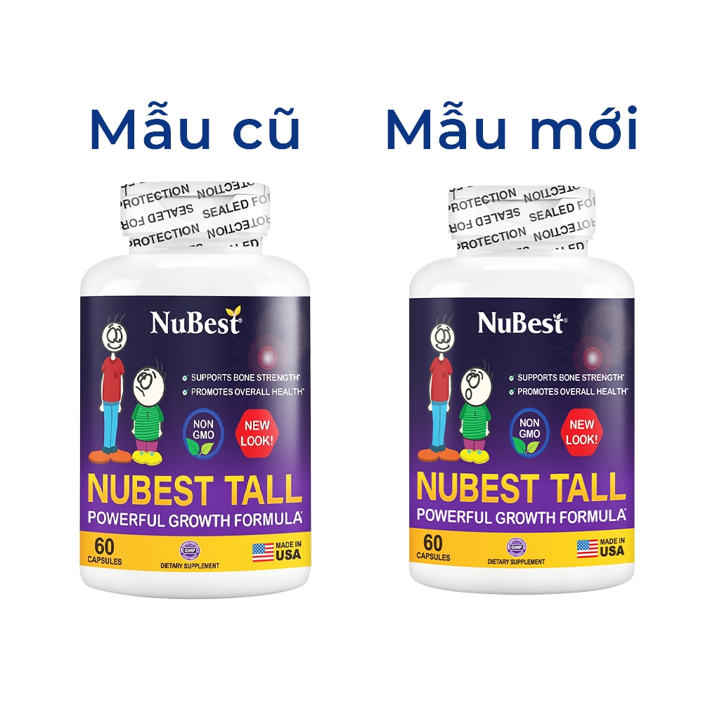Hình ảnh  Thực phẩm bảo vệ sức khỏe Nubest Tall bổ sung canxi hỗ trợ phát triển xương, răng chắc khỏe (60 viên)