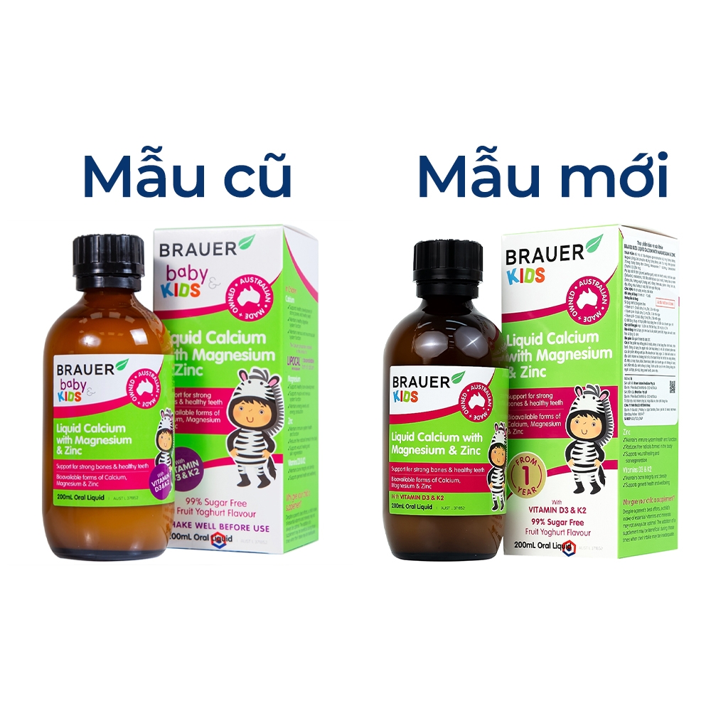 Hình ảnh Siro Brauer Baby Kids Liquid Calcium With Magnesium And Zinc 200ml hỗ trợ xương, răng chắc khỏe