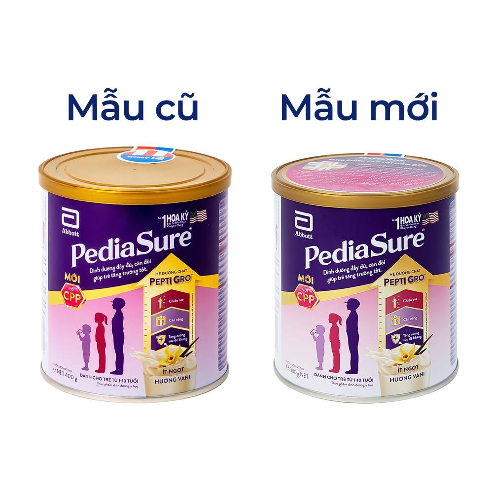 Hình ảnh Sữa bột PediaSure 380g Abbott hương vani bổ sung dinh dưỡng cho bé từ 1-10 tuổi
