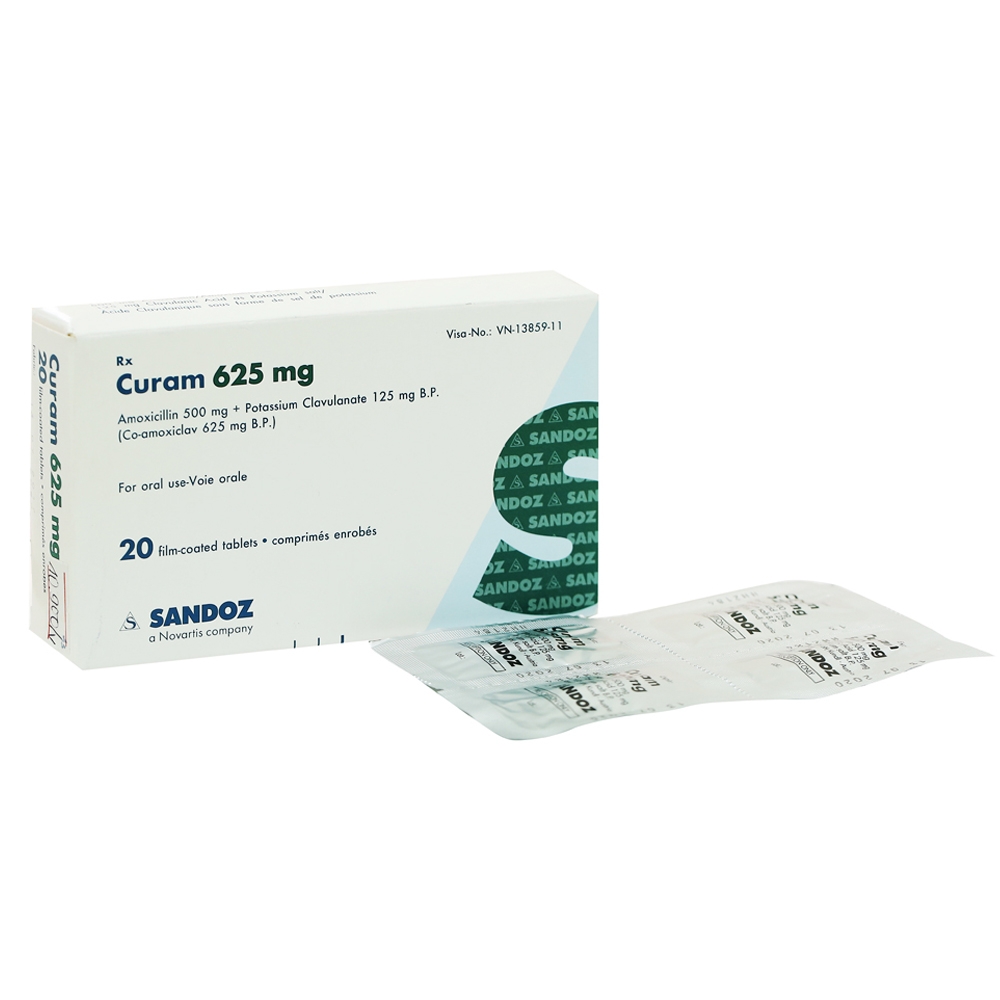 Hình ảnh Thuốc Curam 625mg Sandoz điều trị nhiễm khuẩn (5 vỉ x 4 viên)