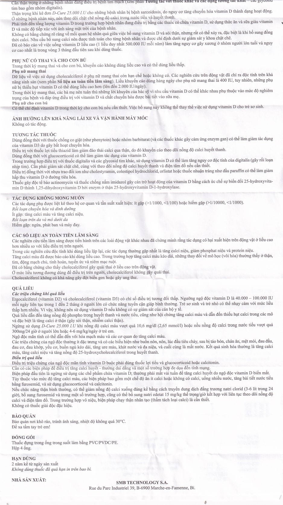 Hình ảnh Dung dịch D-Cure 25000IU SMB phòng và điều trị thiếu vitamin D (1 vỉ x 4 ống)