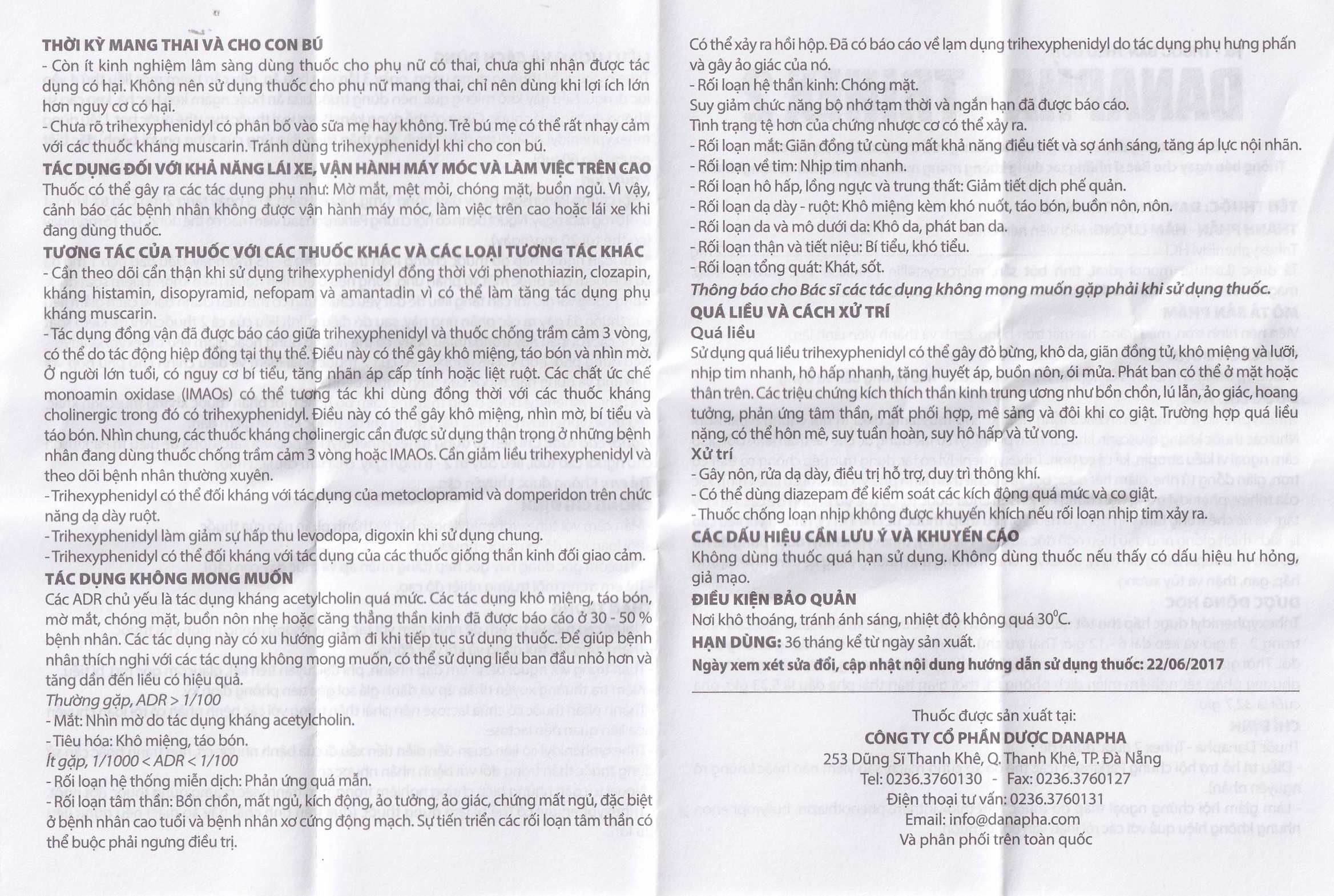 Hình ảnh Thuốc Danapha - Trihex 2 điều trị hỗ trợ hội chứng Parkinson, giảm hội chứng ngoại tháp (5 vỉ x 20 viên)