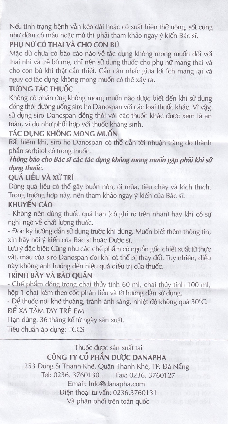 Hình ảnh Dung dịch Danospan Danapha điều trị viêm đường hô hấp cấp tính có kèm ho (100ml)