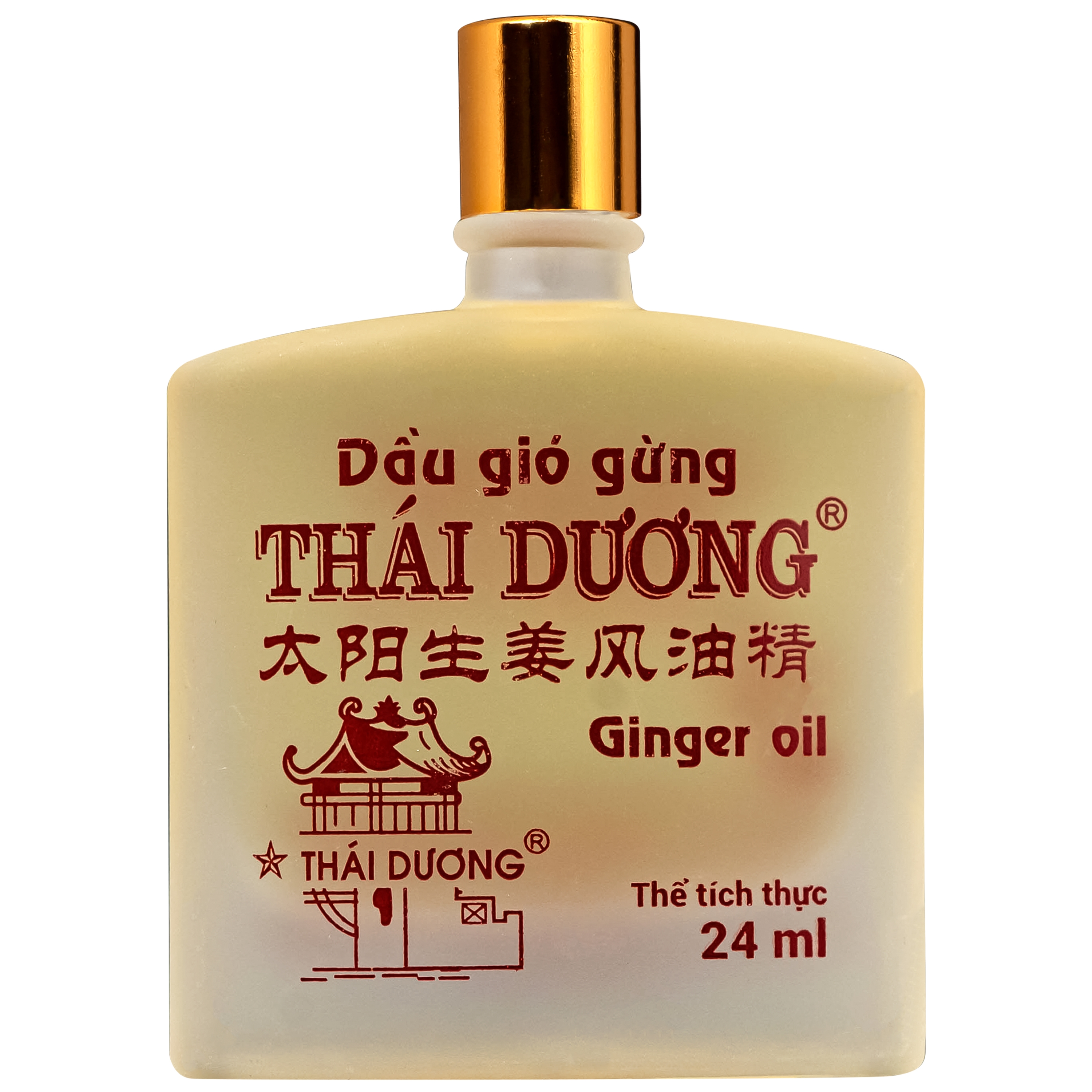 Hình ảnh Dầu gió gừng Thái Dương giúp giảm đau đầu, đau lưng, đau dây thần kinh vai gáy (Hộp 24ml)