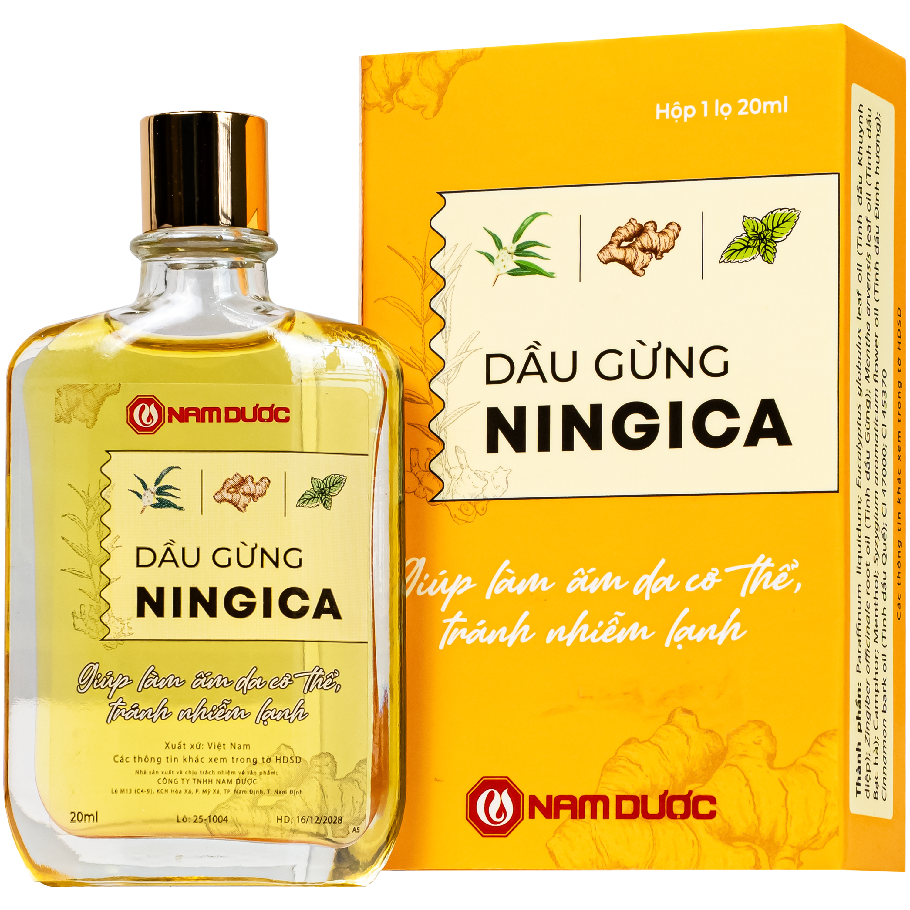 Hình ảnh Dầu gừng Ningica giúp làm ấm cơ thể, giữ ấm (20ml)