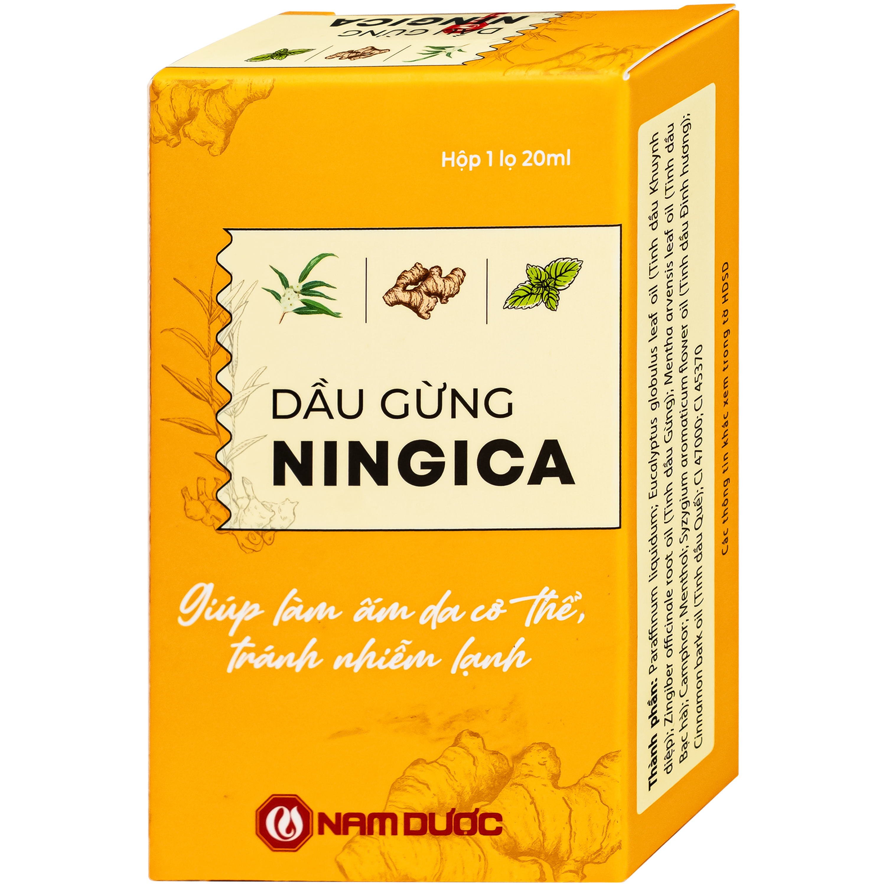 Hình ảnh Dầu gừng Ningica giúp làm ấm cơ thể, giữ ấm (20ml)