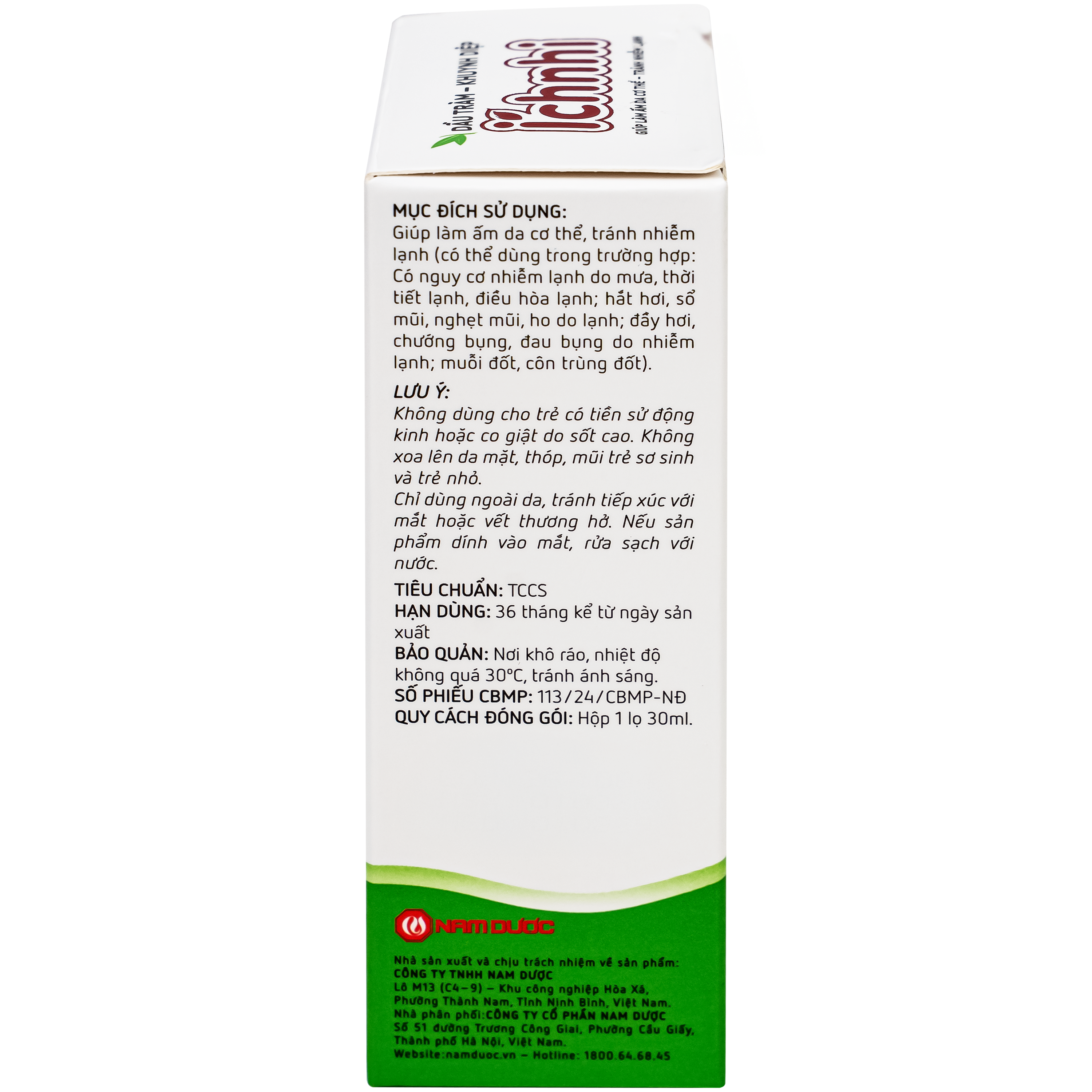 Hình ảnh Dầu tràm khuynh diệp Ích nhi giúp giữ ấm cơ thể, phòng cảm lạnh (30ml)