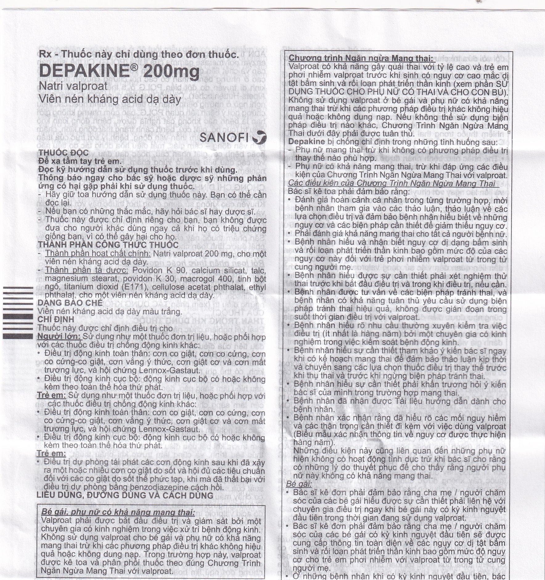 Hình ảnh Thuốc Depakine 200mg Sanofi điều trị động kinh (40 viên)