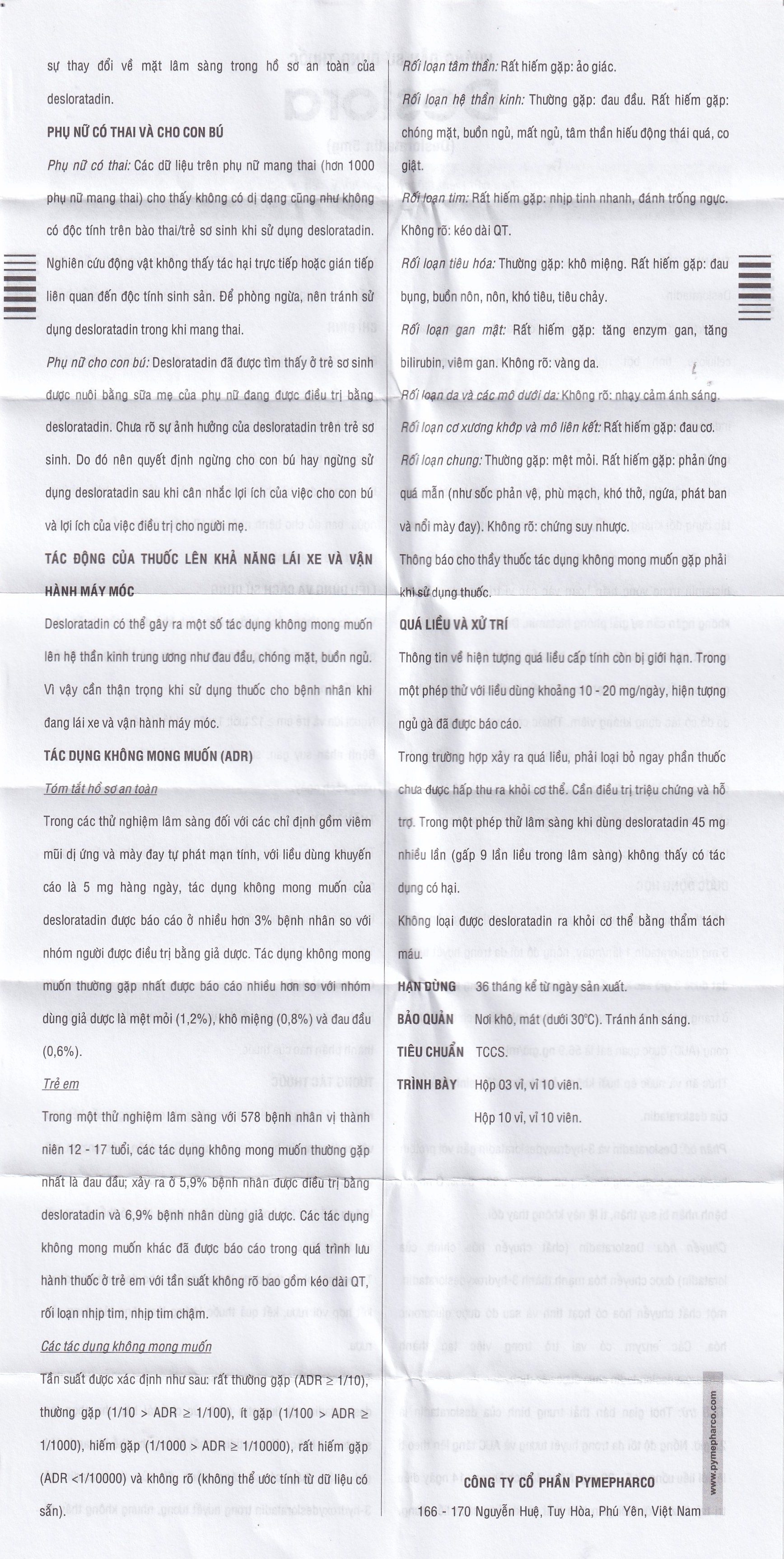 Hình ảnh Thuốc Deslora 5mg giảm các triệu chứng dị ứng theo mùa và viêm mũi dị ứng (3 vỉ x 10 viên)