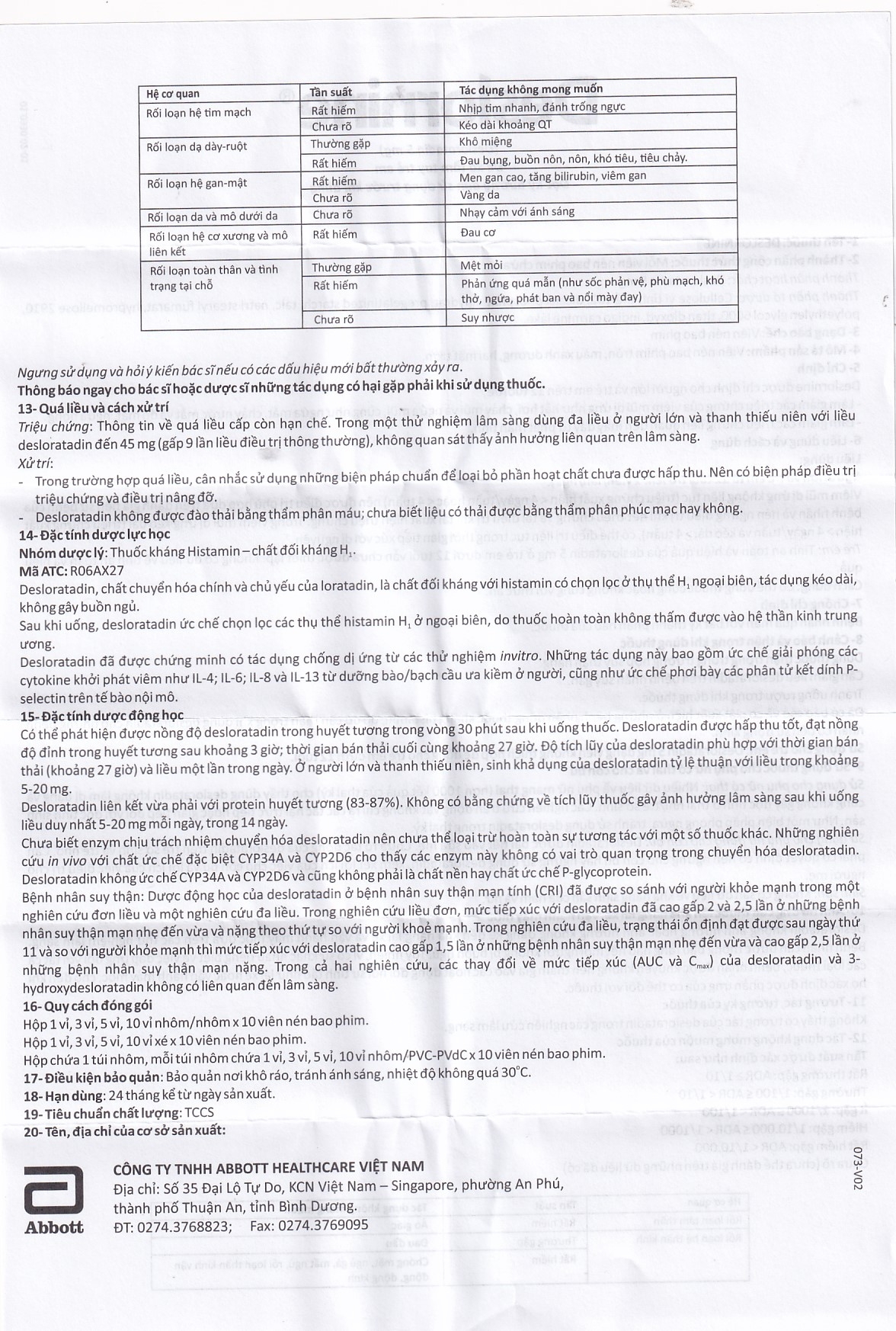 Hình ảnh Thuốc Deslornine Abbott 5mg Làm giảm các triệu chứng của viêm mũi dị ứng (3 vỉ x 10 viên)