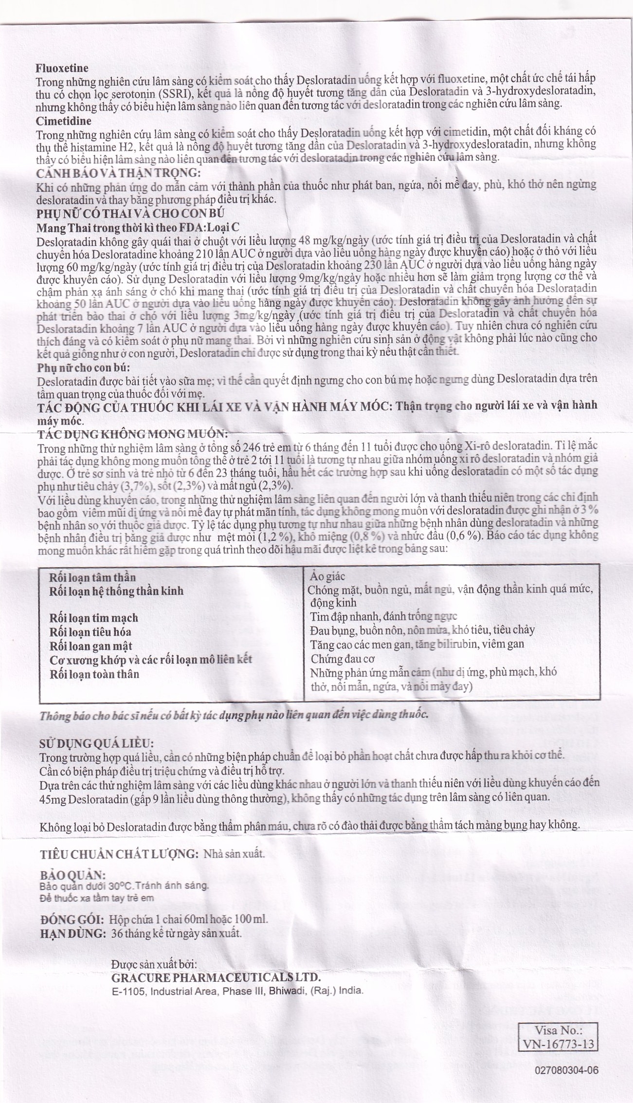 Hình ảnh Siro Destacure 2.5mg/5ml Gracure điều trị viêm mũi dị ứng theo mùa và lâu năm, mày đay tự phát mãn tính (60ml)