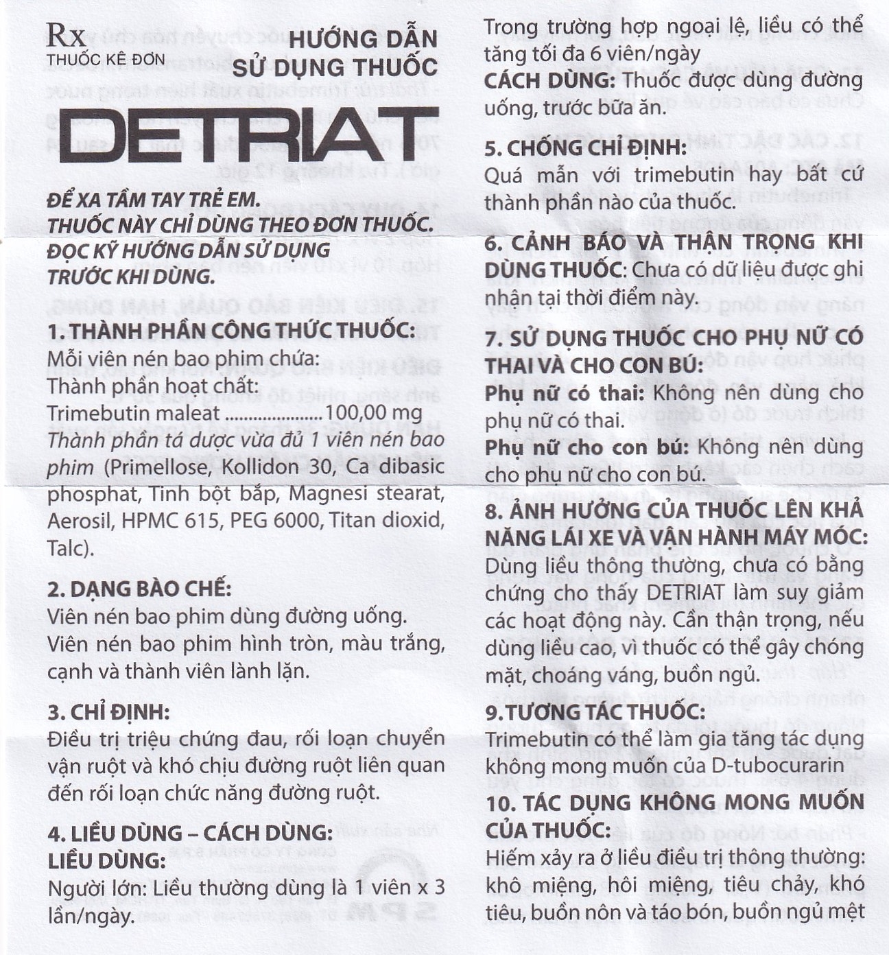 Hình ảnh Thuốc Detriat điều trị triệu chứng đau, rối loạn chuyển vận ruột, khó chịu đường ruột (2 vỉ x 10 viên)