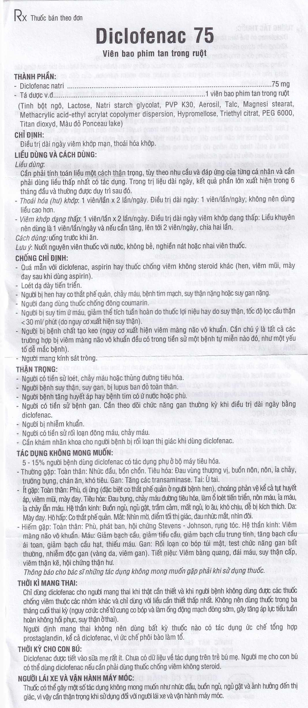 Hình ảnh Thuốc Diclofenac 75 Uphace điều trị dài ngày viêm khớp mạn, thoái hóa khớp (10 vỉ x 10 viên)