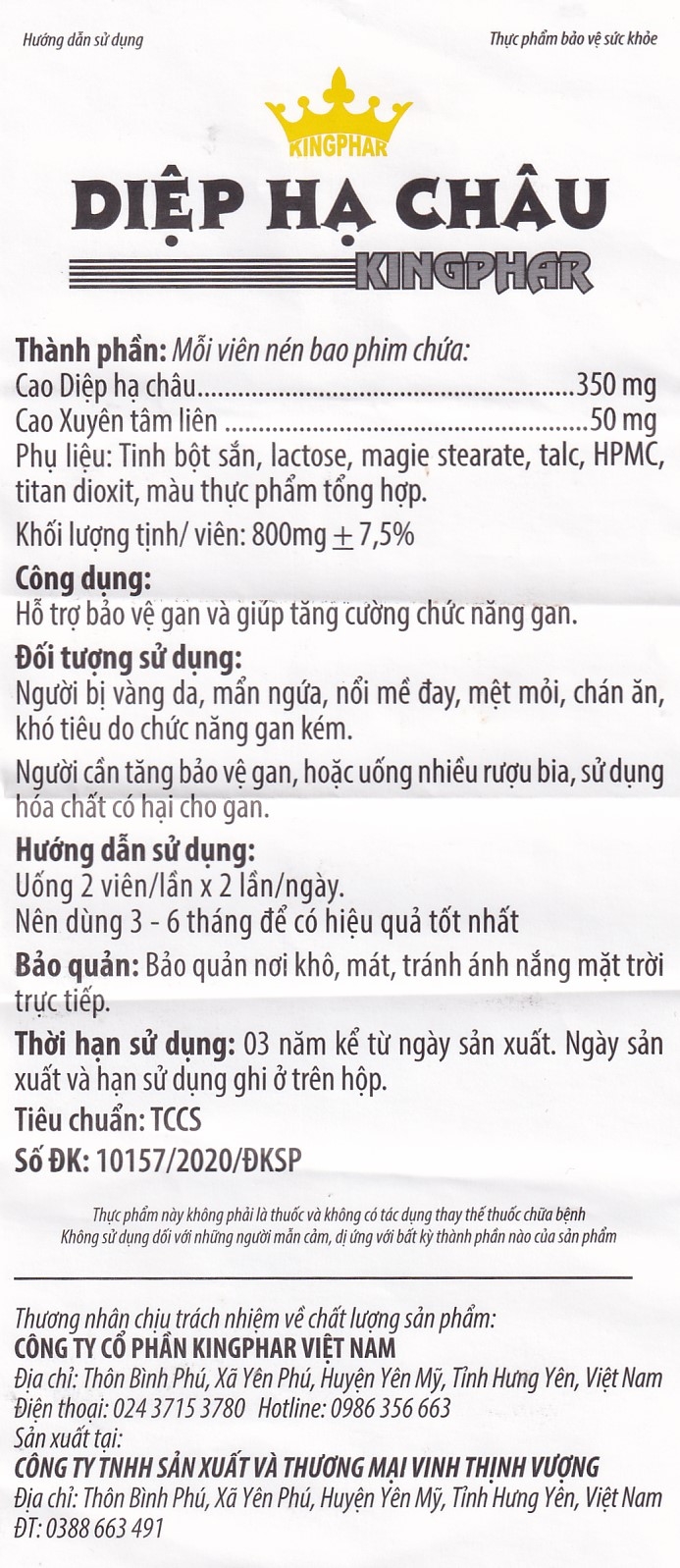 Hình ảnh Viên uống Diệp Hạ Châu Kingphar hỗ trợ bảo vệ gan, tăng cường chức năng gan (60 viên)
