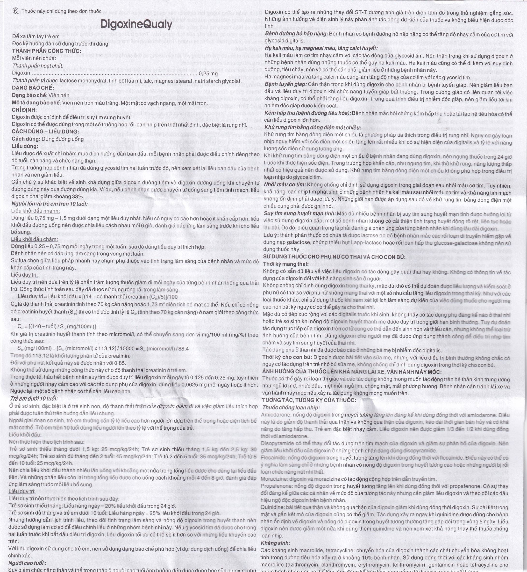 Hình ảnh Thuốc DigoxineQualy Dược 3-2 điều trị suy tim sung huyết, rung nhỉ (1 vỉ x 30 viên)