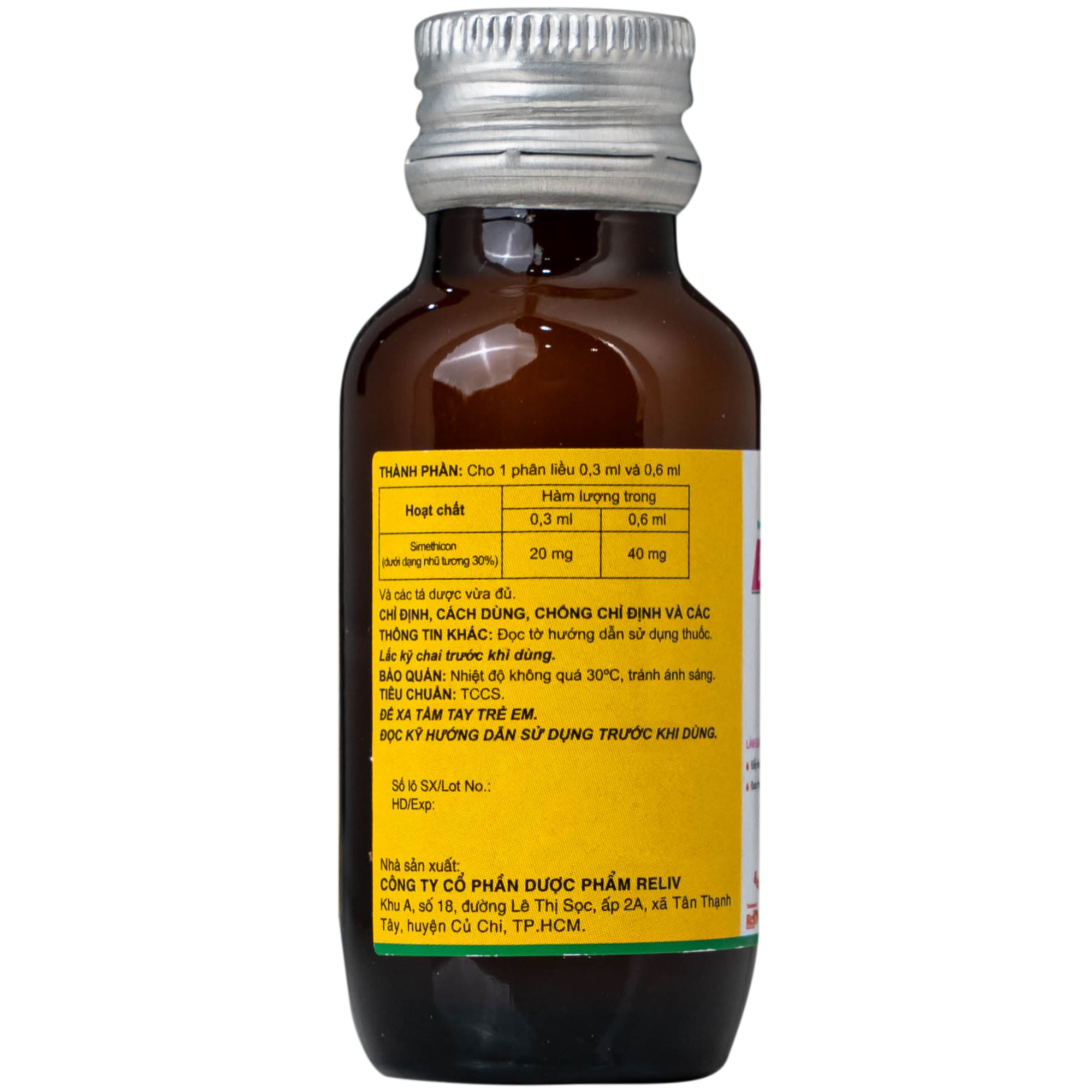 Hình ảnh Hỗn dịch uống Dizzo AirX 20mg Reliv giảm đầy hơi, căng tức dạ dày; đau trướng bụng sau phẫu thuật (Hộp 15ml)