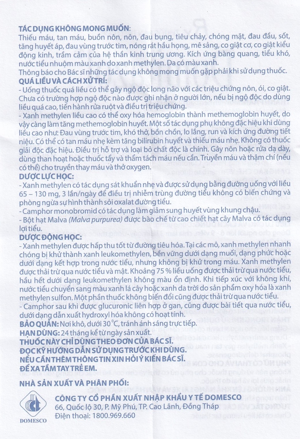 Hình ảnh Thuốc Domitazol Domesco điều trị nhiễm trùng đường tiết niệu (5 vỉ x 10 viên)