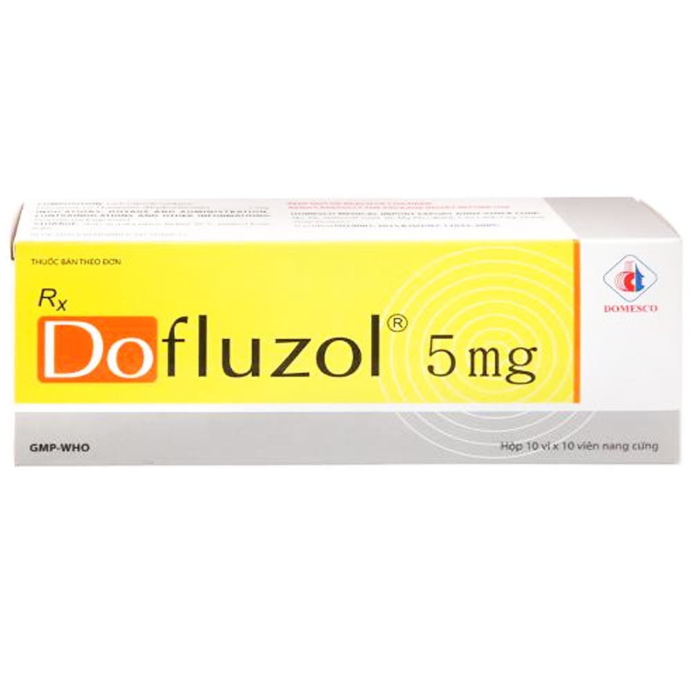Hình ảnh Thuốc Dofluzol 5mg Domesco điều trị triệu chứng chóng mặt tiền đình, dự phòng chứng đau nửa đầu (100 viên)