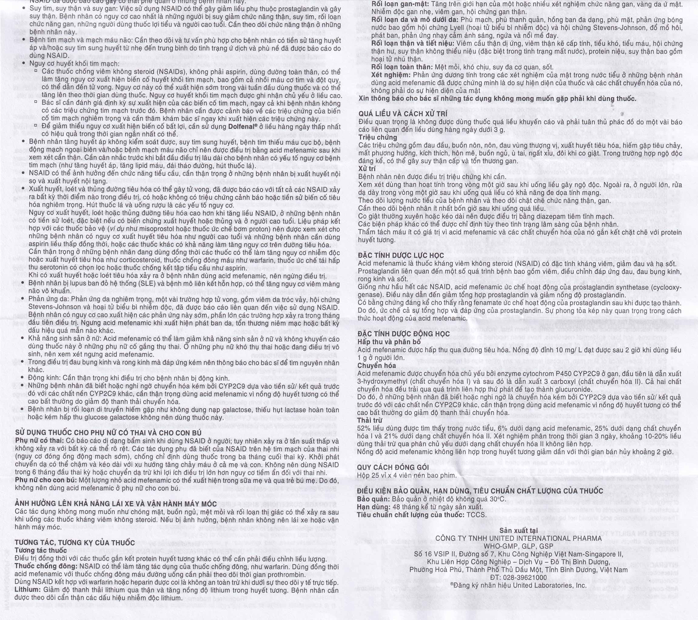 Hình ảnh Thuốc Dolfenal United giảm đau bụng kinh, đau răng, đau do chấn thương (25 vỉ x 4 viên)