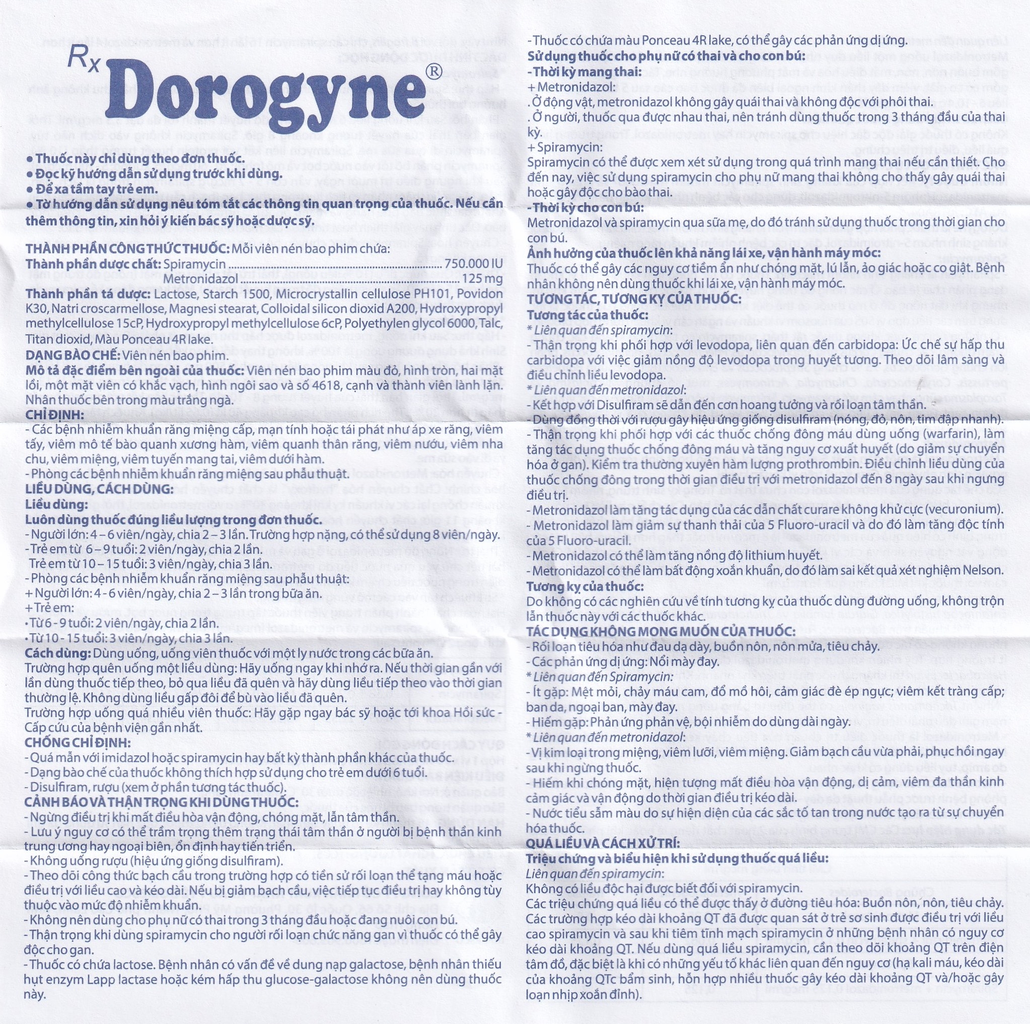 Hình ảnh Thuốc Dorogyne Domesco điều trị các bệnh nhiễm khuẩn răng miệng cấp và mạn tính (2 vỉ x 10 viên)