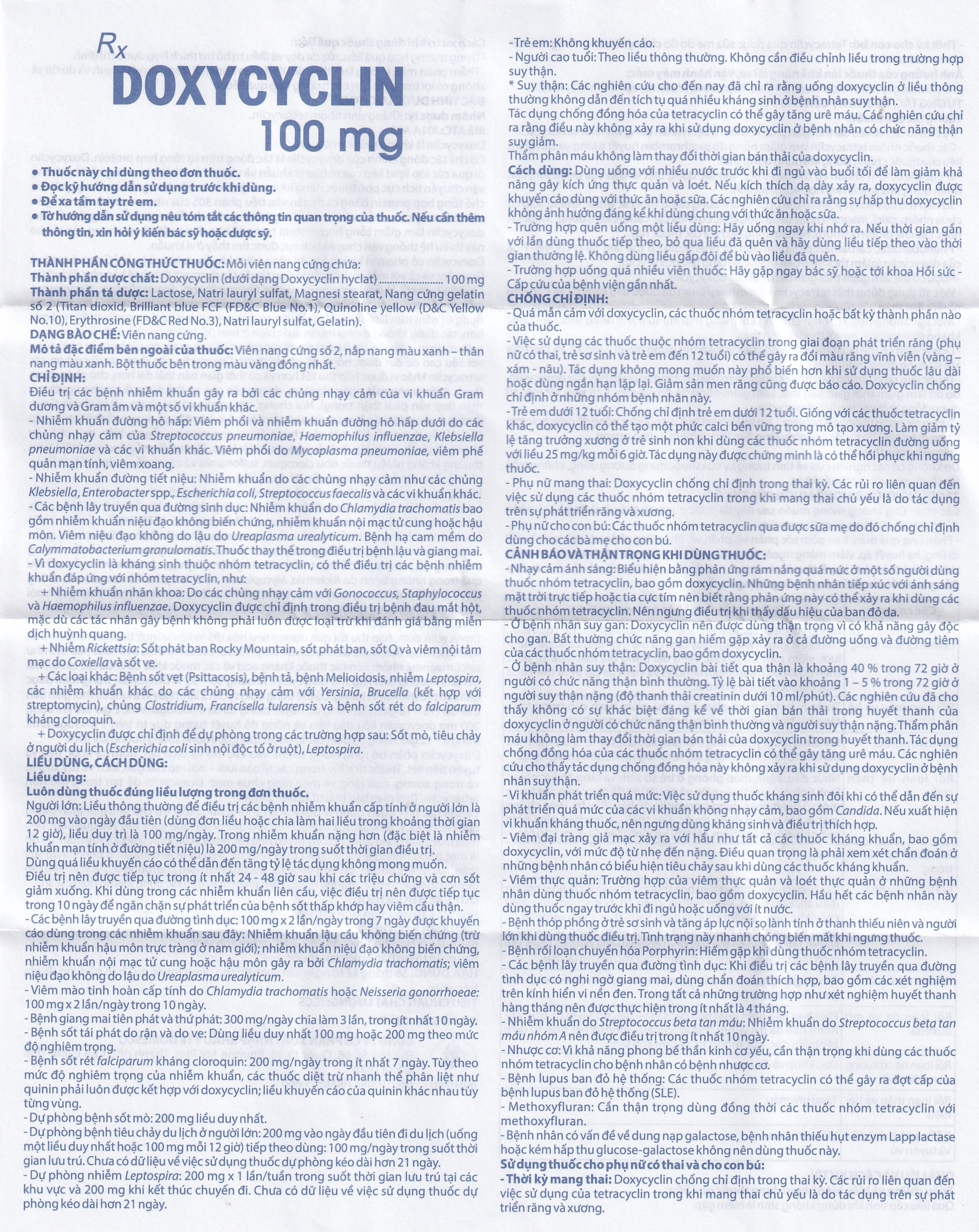 Hình ảnh Thuốc Doxycyclin 100mg Domesco điều trị nhiễm khuẩn (10 vỉ x 10 viên)