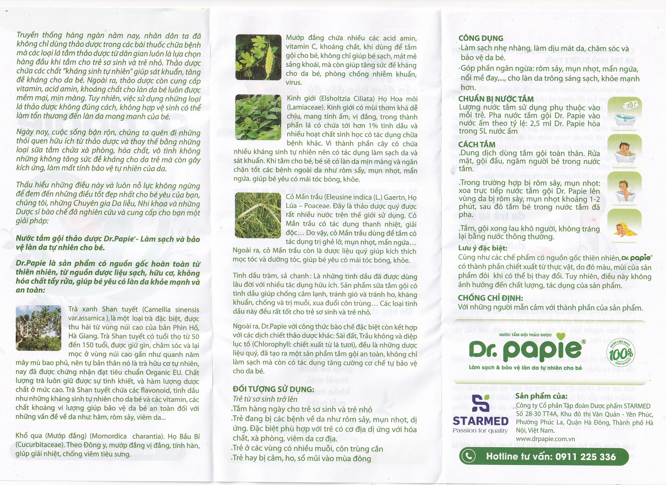 Hình ảnh Nước tắm gội thảo dược Dr.Papie Starmed làm sạch, làm dịu mát da, chăm sóc và bảo vệ da bé (230ml)