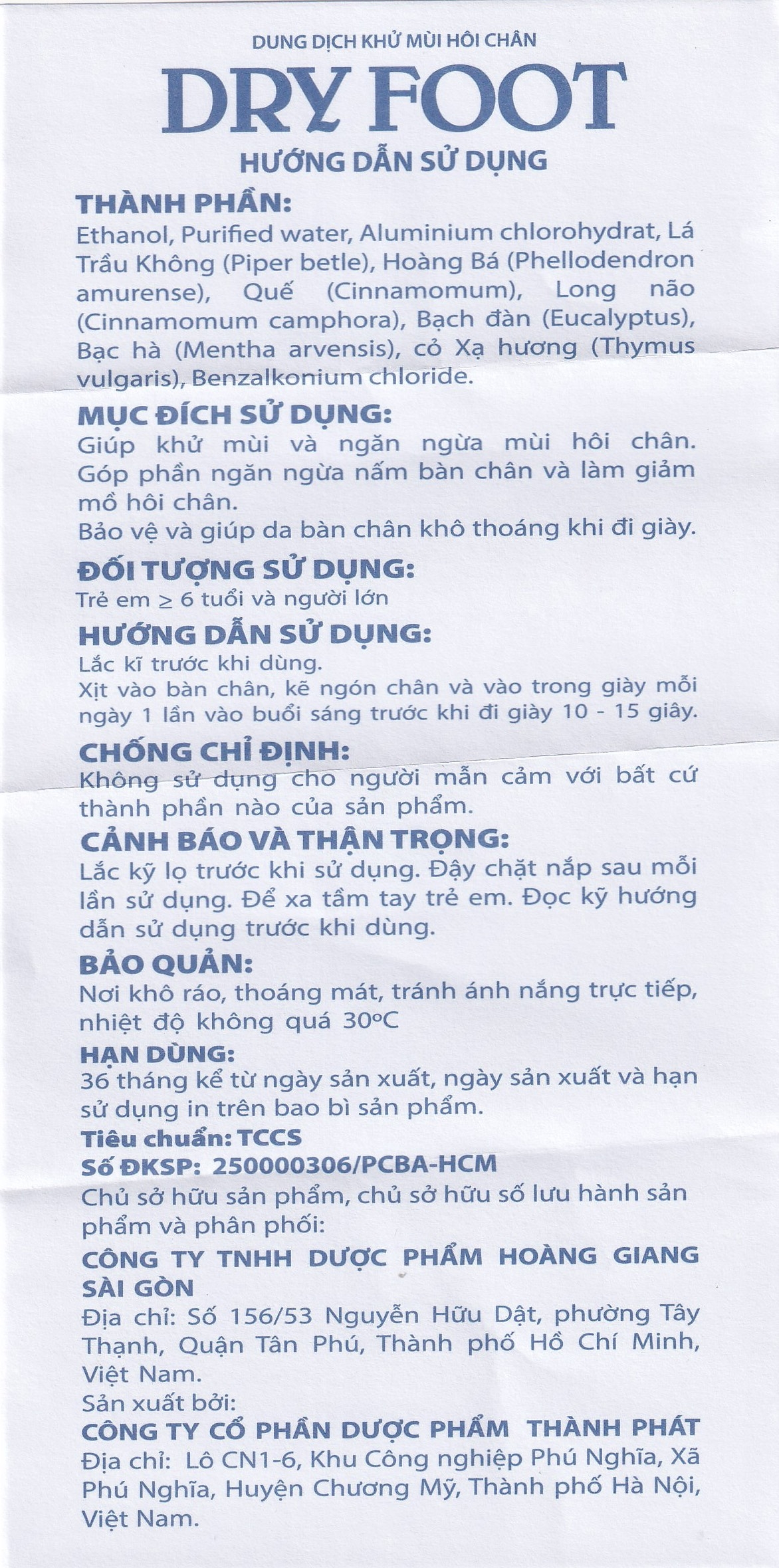 Hình ảnh Xịt khử mùi Dry foot HGSG 50ml giúp khử mùi và ngăn ngừa hôi chân, nấm chân, giảm mồ hôi