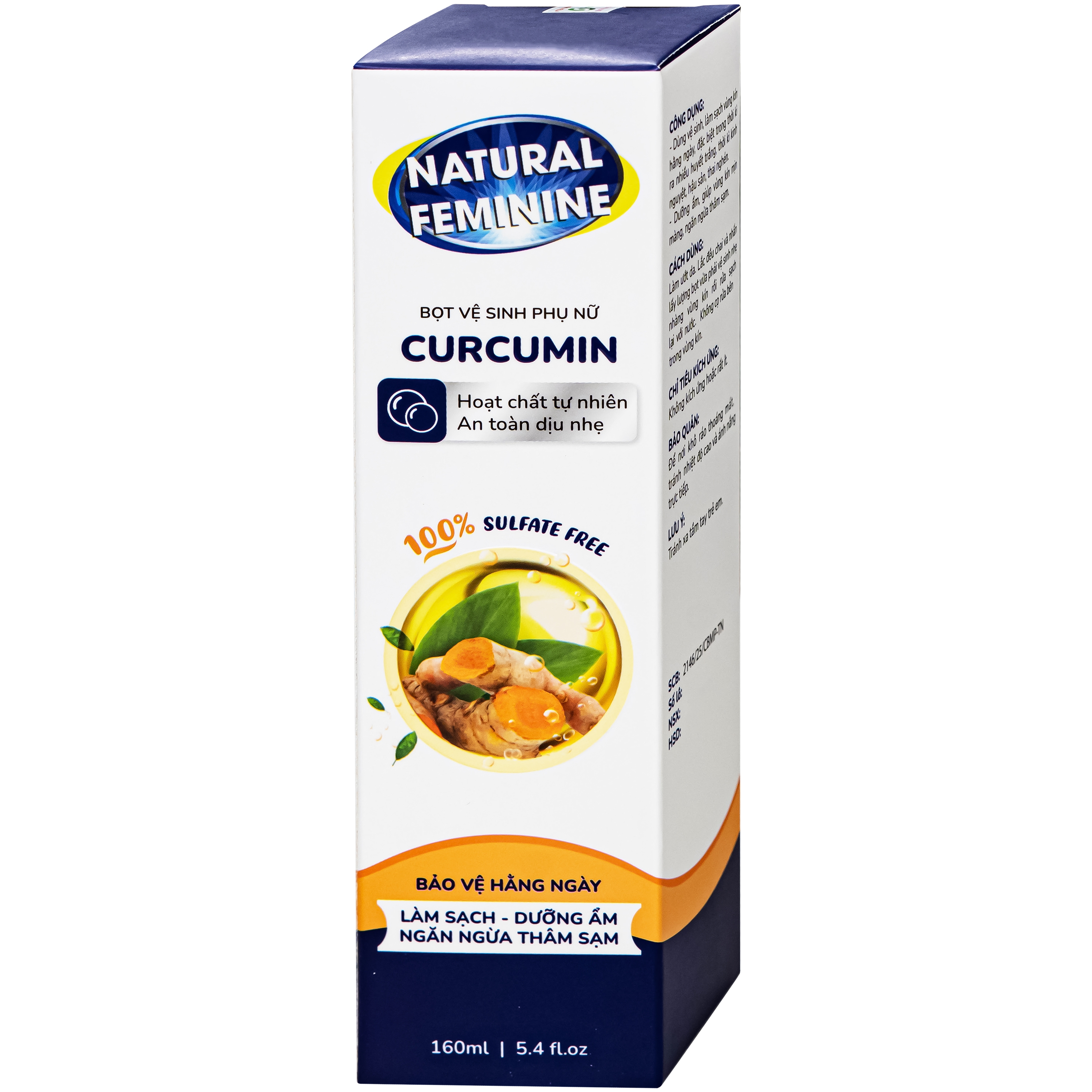 Hình ảnh Dung dịch vệ sinh phụ nữ dạng bọt Natural Feminine Curcumin làm sạch, khử mùi, kháng khuẩn (160ml)