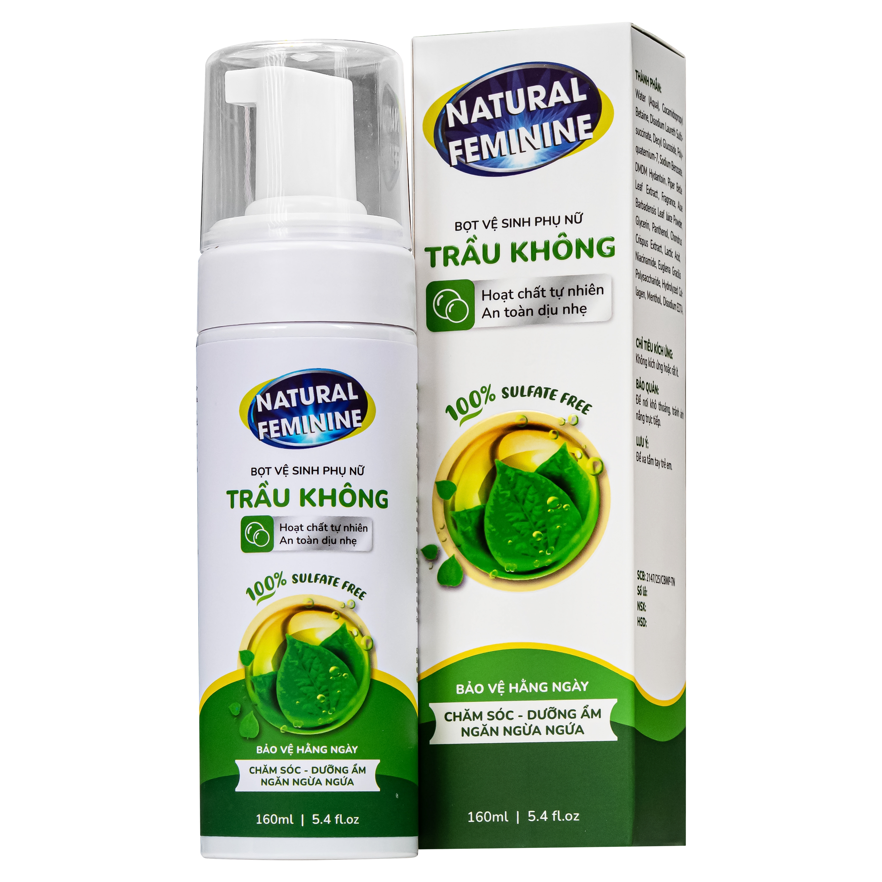 Hình ảnh Dung dịch vệ sinh phụ nữ dạng bọt Natural Feminine Lá Trầu Không kháng khuẩn, vệ sinh nhẹ nhàng (160ml)