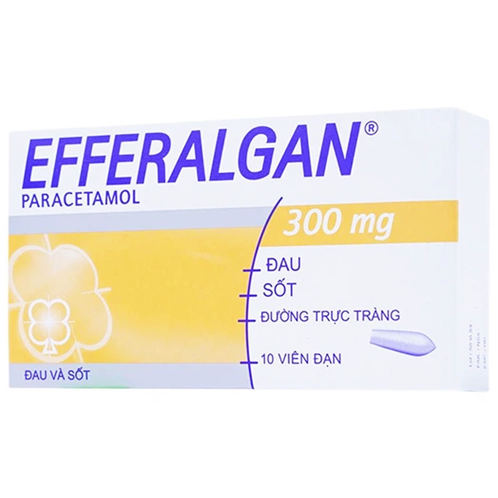 Hình ảnh Thuốc đạn Efferalgan 300mg UPSA SAS giảm đau, hạ sốt (10 viên)