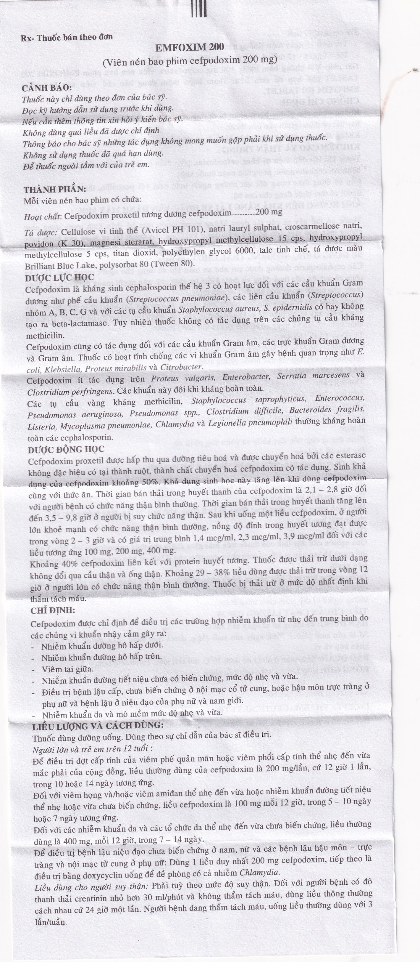 Hình ảnh Thuốc Emfoxim 200Mg Incepta điều trị các trường hợp nhiễm khuẩn từ nhẹ đến trung bình (2 vỉ x 6 viên)