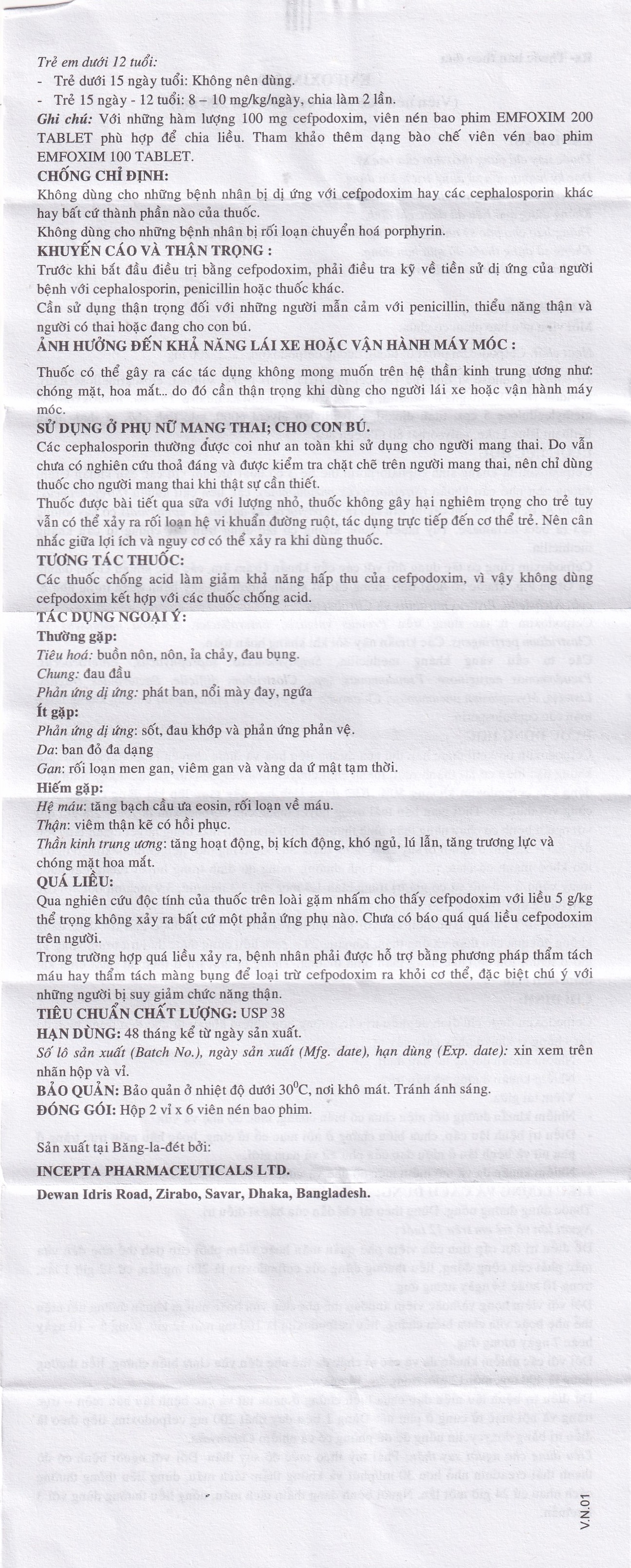 Hình ảnh Thuốc Emfoxim 200Mg Incepta điều trị các trường hợp nhiễm khuẩn từ nhẹ đến trung bình (2 vỉ x 6 viên)