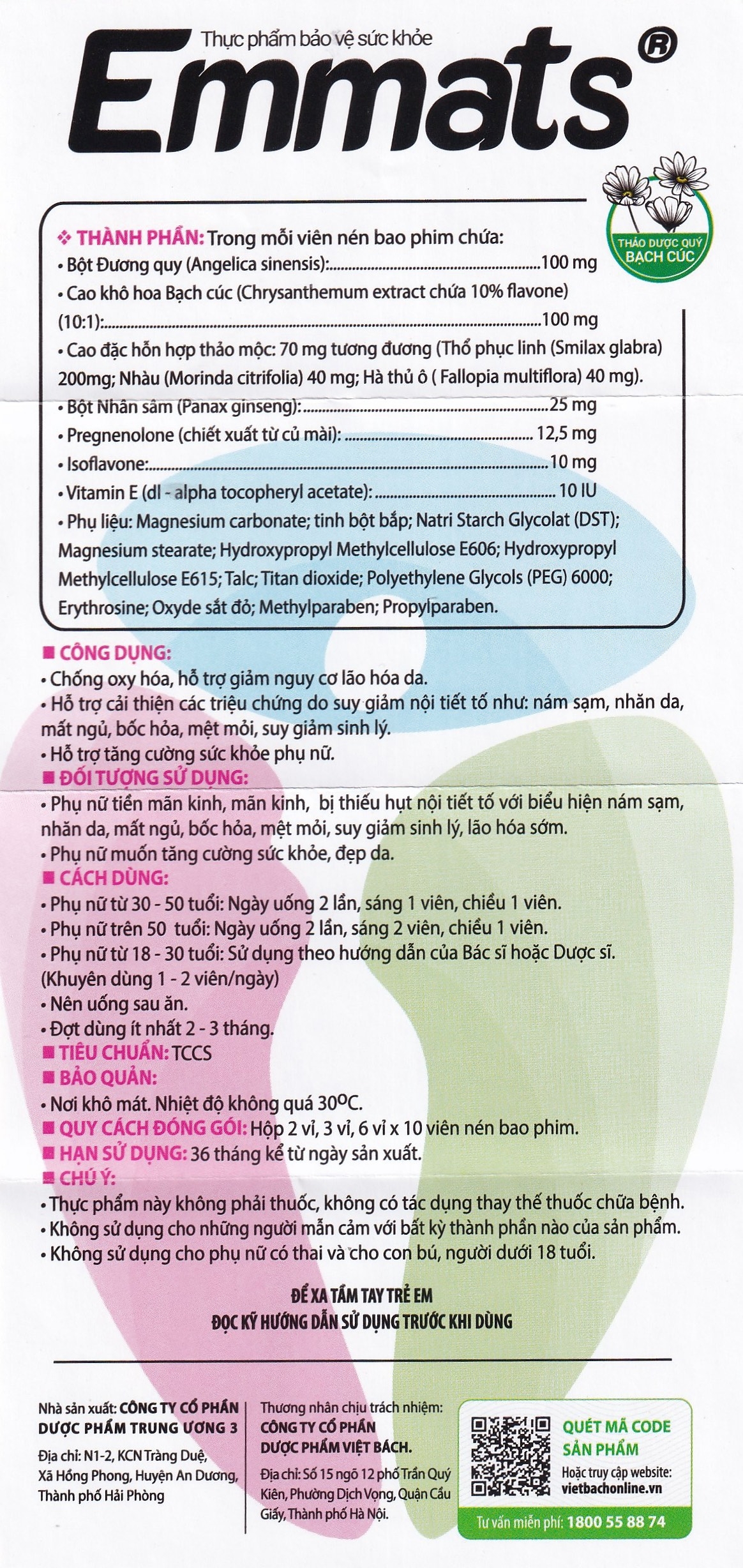 Hình ảnh Viên uống Emmats TW3 hỗ trợ giảm nguy cơ lão hóa, cải thiện suy giảm nội tiết tố (2 vỉ x 10 viên)