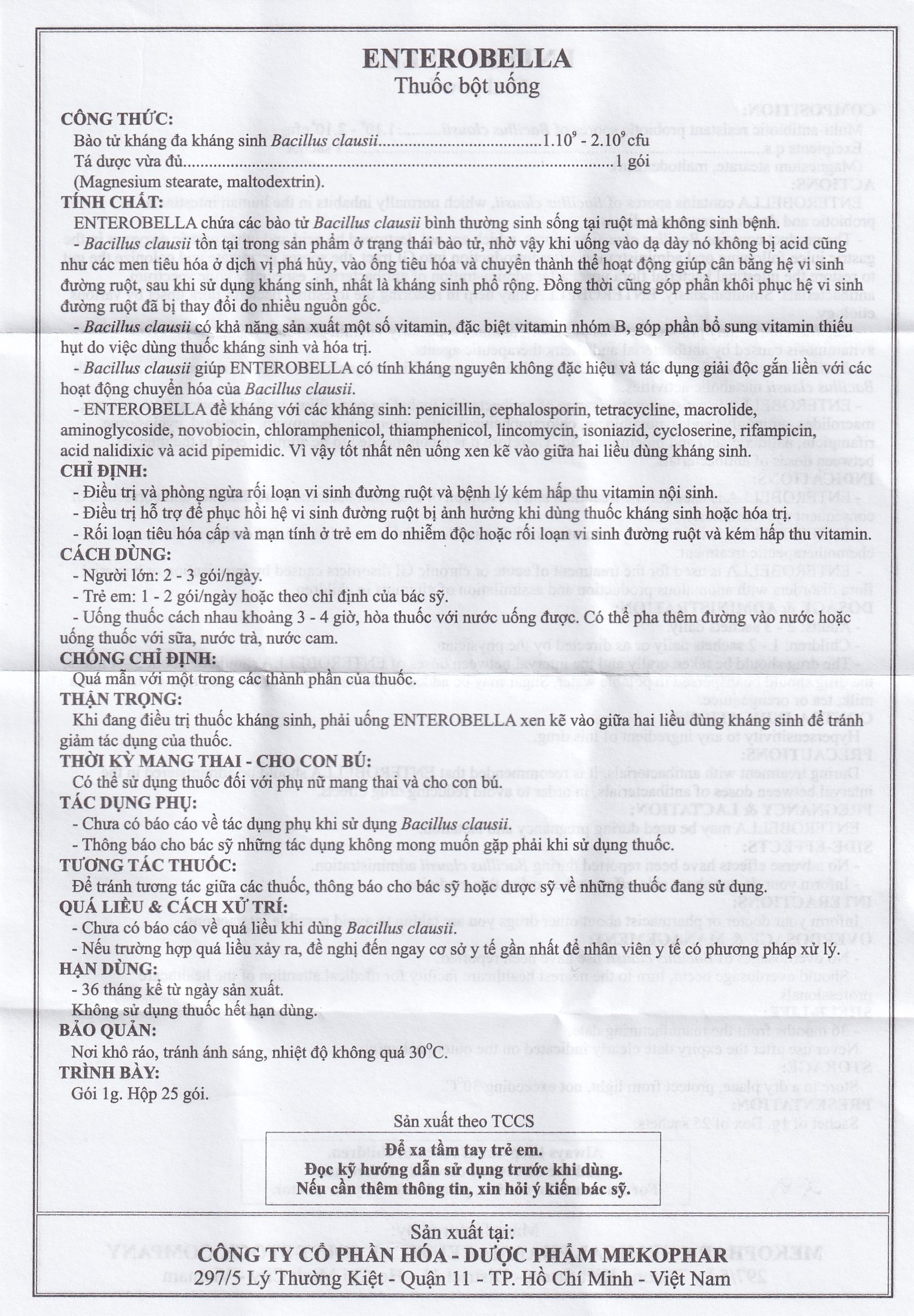 Hình ảnh Thuốc bột Enterobella Mekophar điều trị và phòng ngừa rối loạn vi sinh đường ruột (25 gói x 1g)