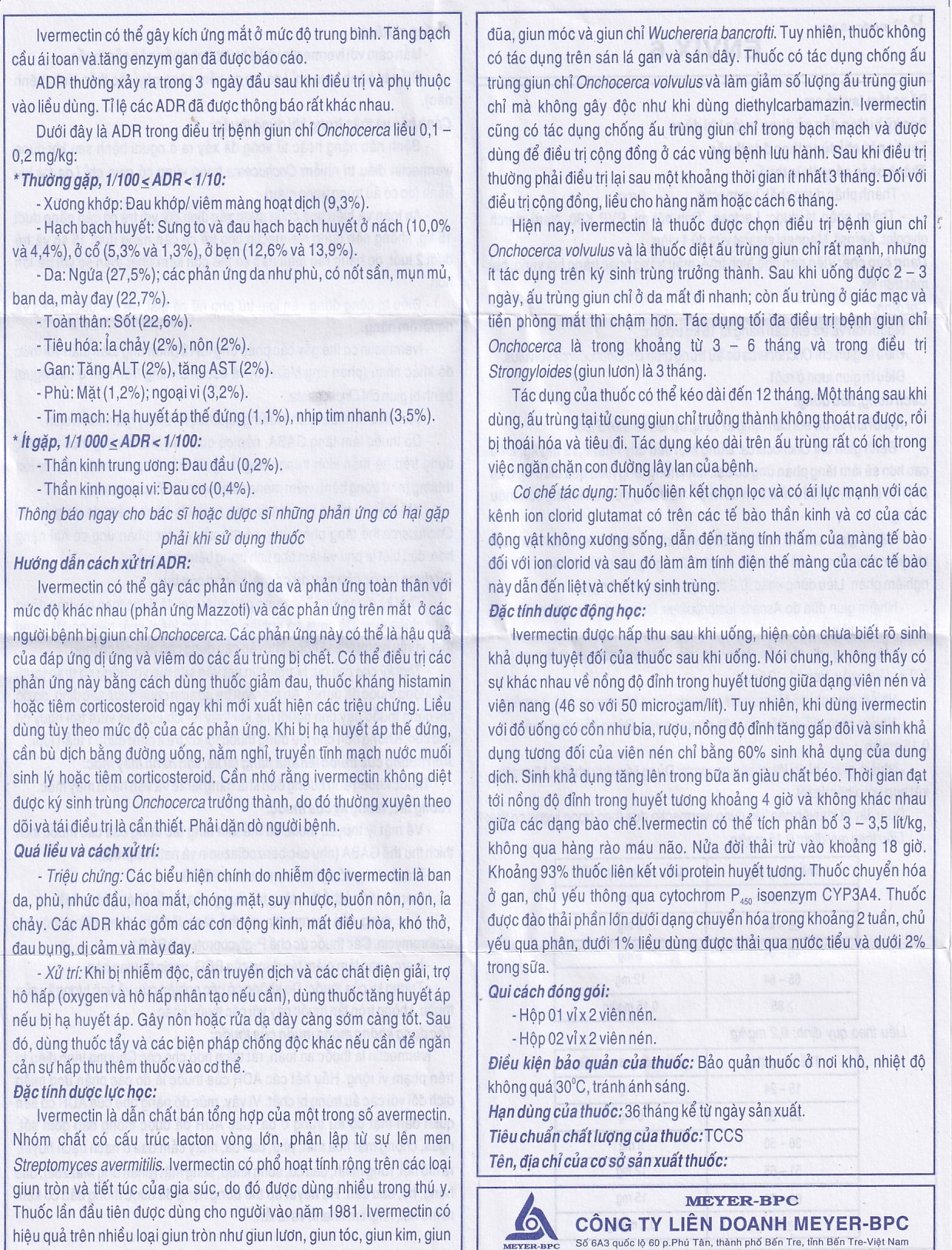 Hình ảnh Thuốc Envix 6 Meyer - BPC điều trị giun chỉ Onchocerca, giun lươn ở ruột (2 vỉ x 2 viên)