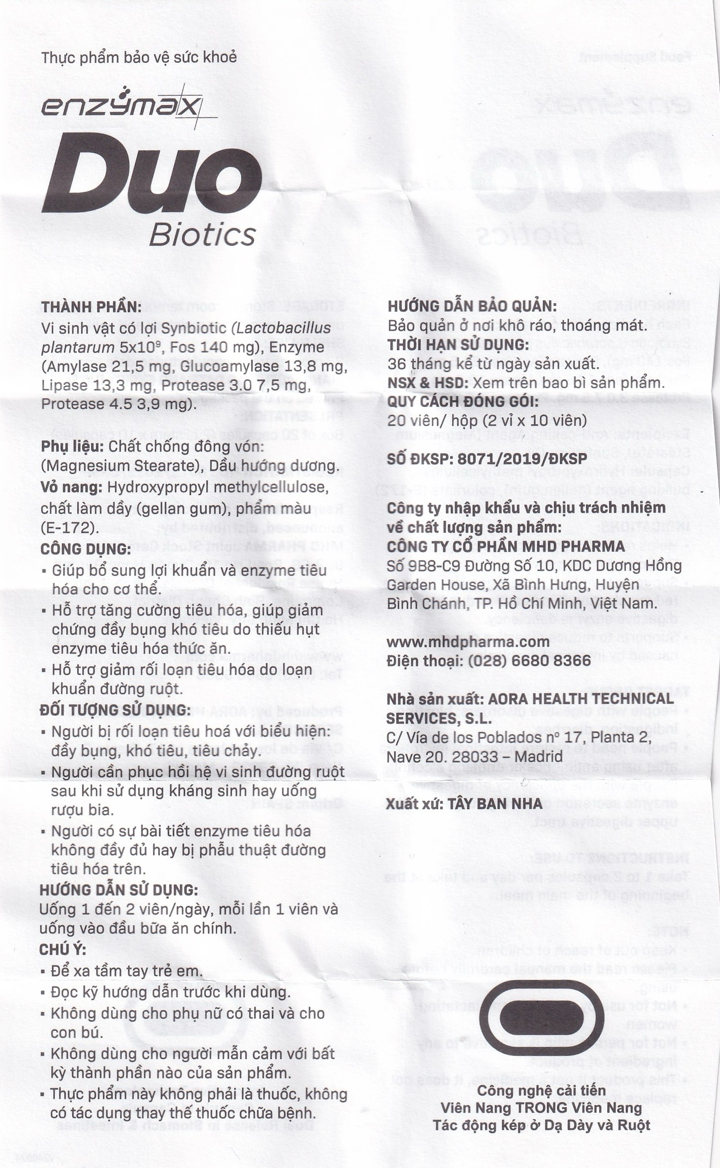 Hình ảnh Viên uống EnzymaxDuo Biotics MHD bổ sung lợi khuẩn và enzyme tiêu hóa cho cơ thể (2 vỉ x 10 viên)