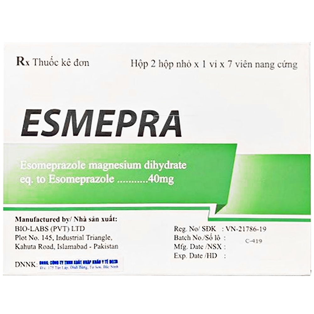 Hình ảnh Thuốc Esmepra 40mg Bio điều trị trào ngược dạ dày - thực quản (2 vỉ x 7 viên)