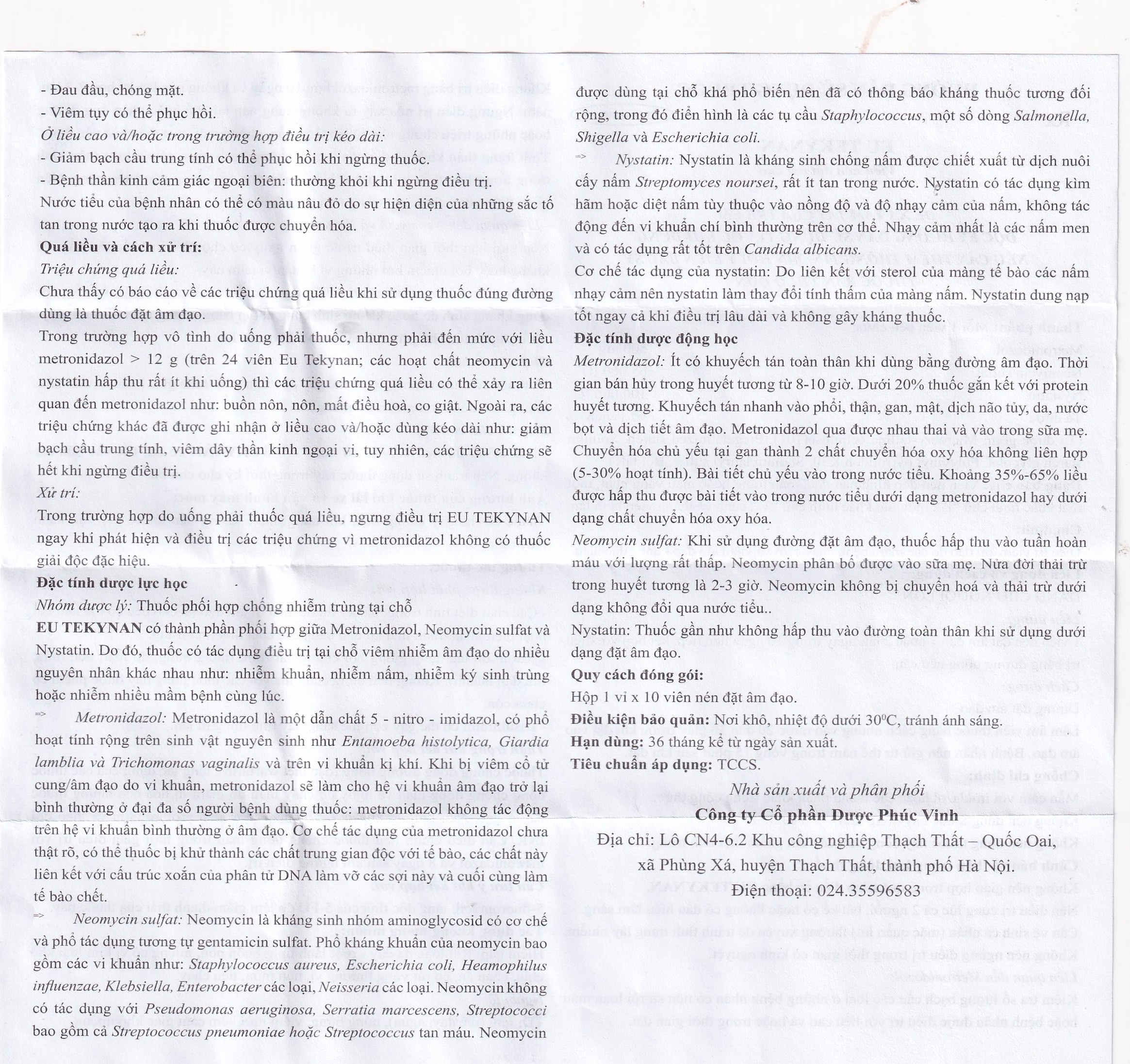 Hình ảnh Viên đặt âm đạo Eu Tekynan PV điều trị viêm âm đạo (1 vỉ x 10 viên)