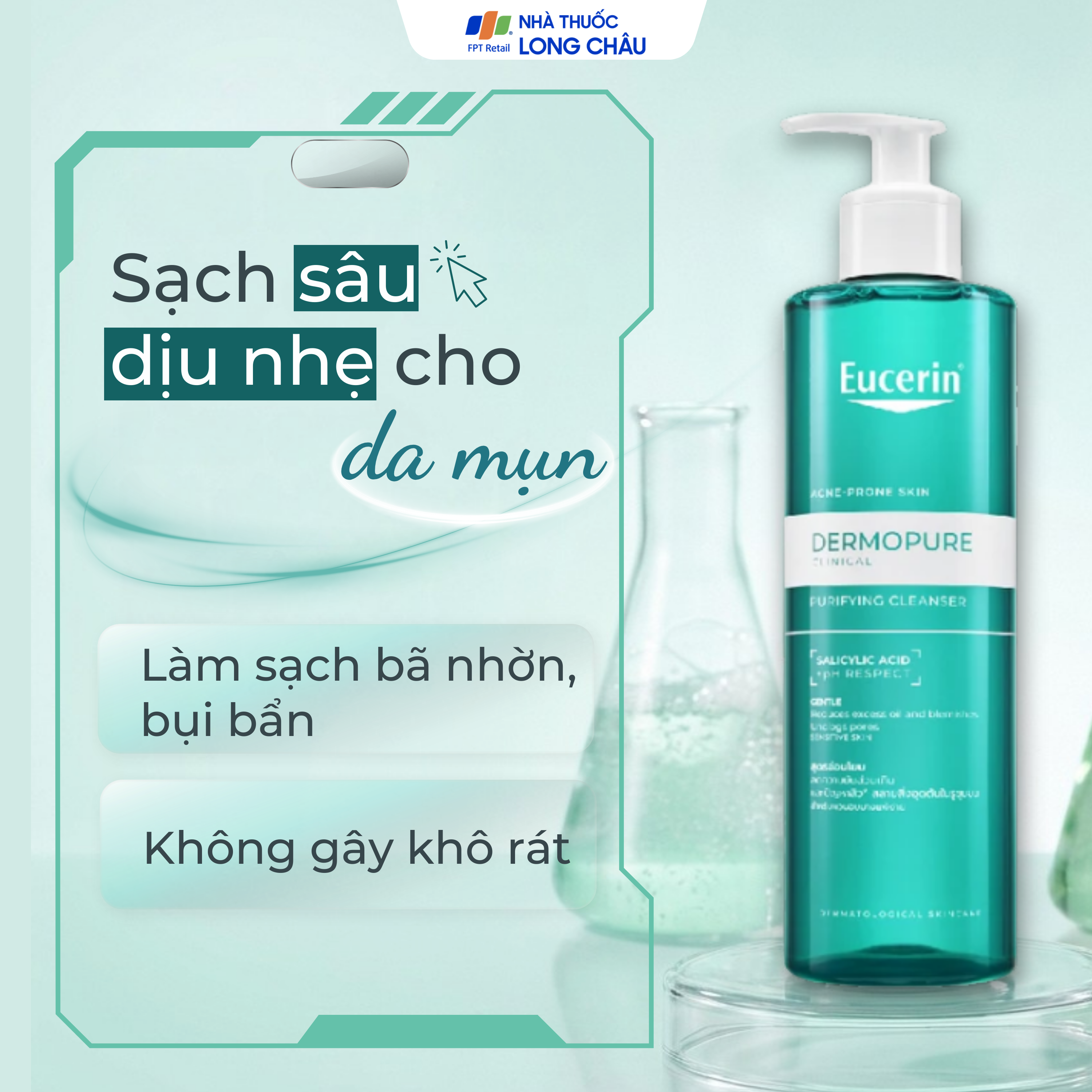 Hình ảnh Gel rửa mặt Eucerin dermopure clinical purifying cleanser dành cho da nhờn, mụn (400ml)