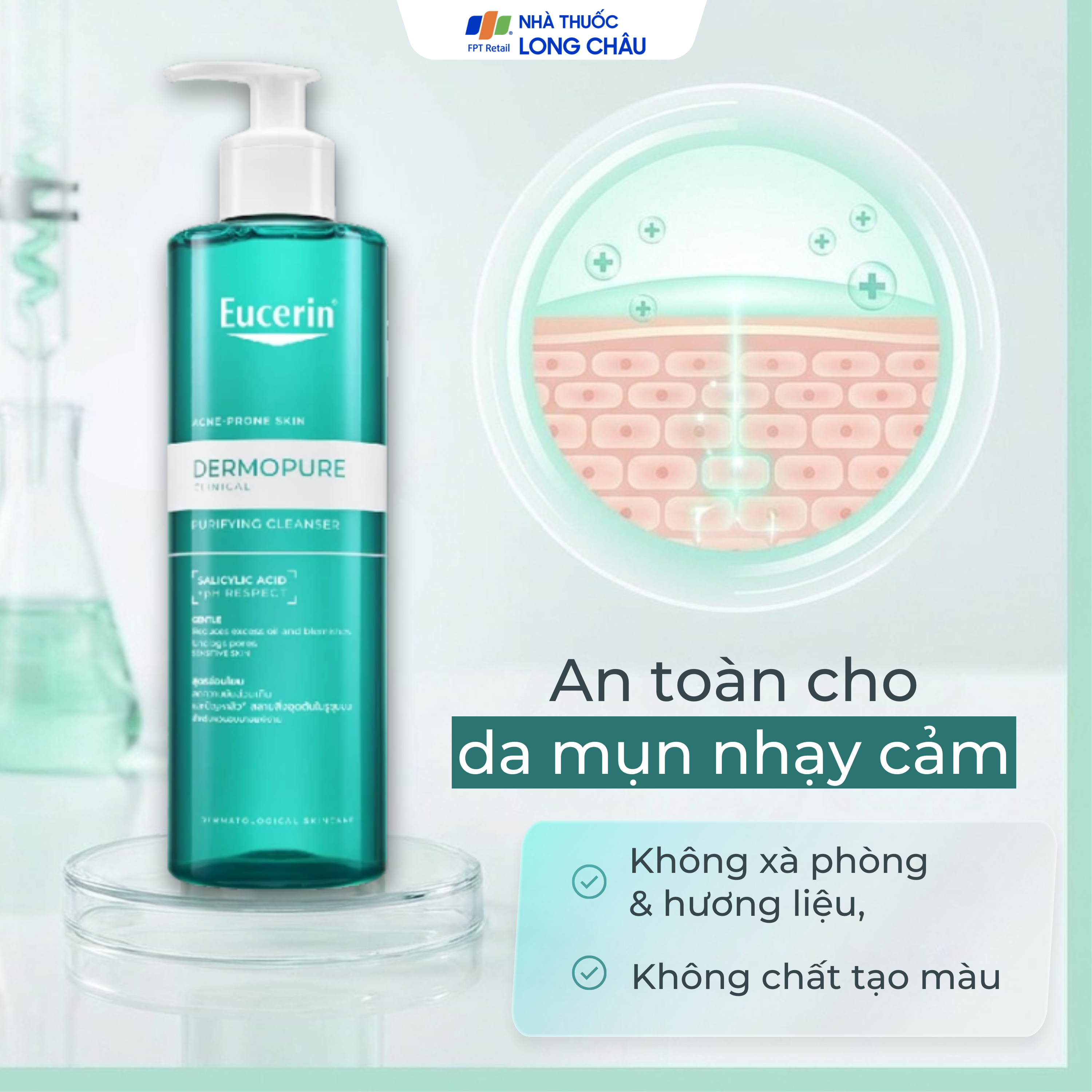 Hình ảnh Gel rửa mặt Eucerin dermopure clinical purifying cleanser dành cho da nhờn, mụn (400ml)