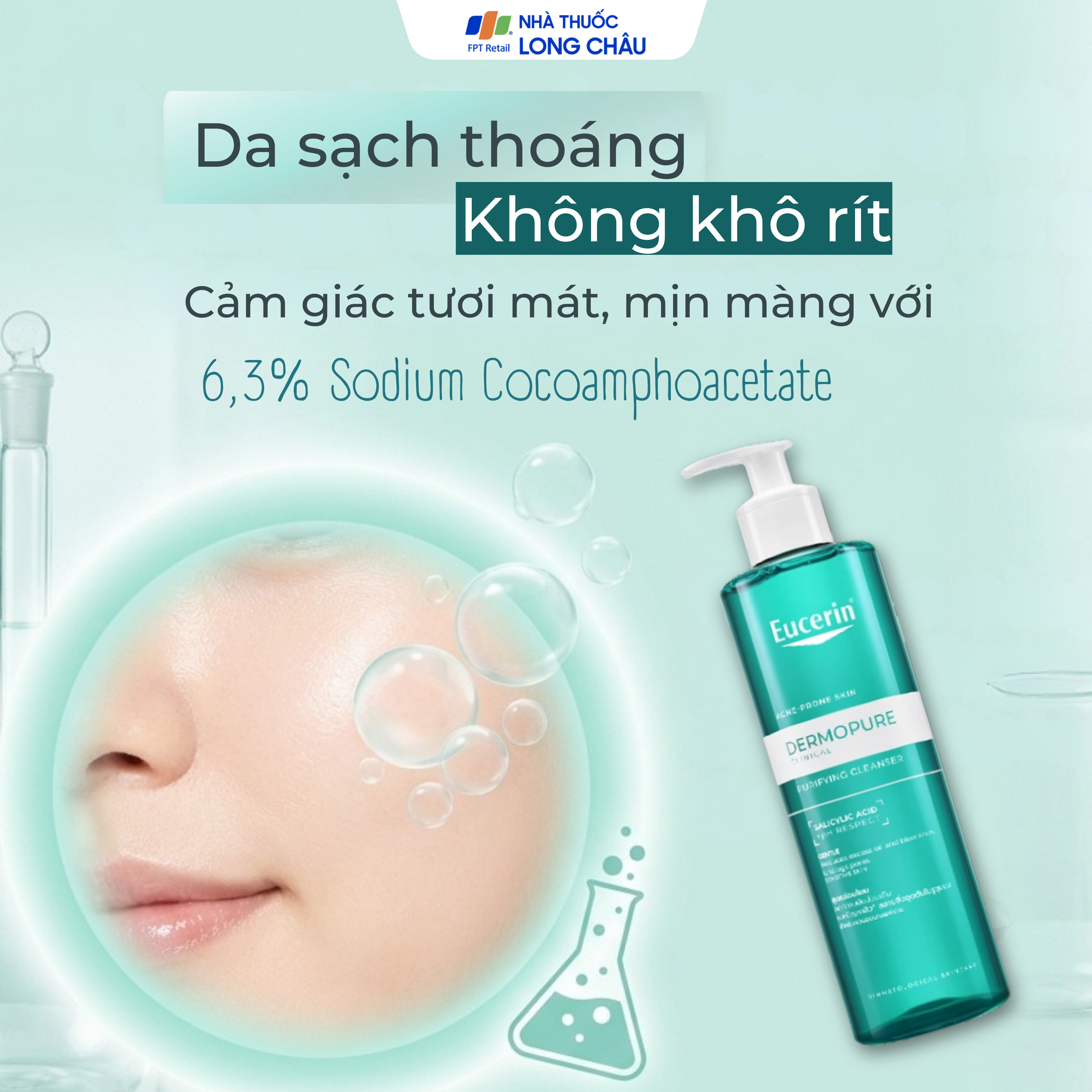 Hình ảnh Gel rửa mặt Eucerin dermopure clinical purifying cleanser dành cho da nhờn, mụn (400ml)