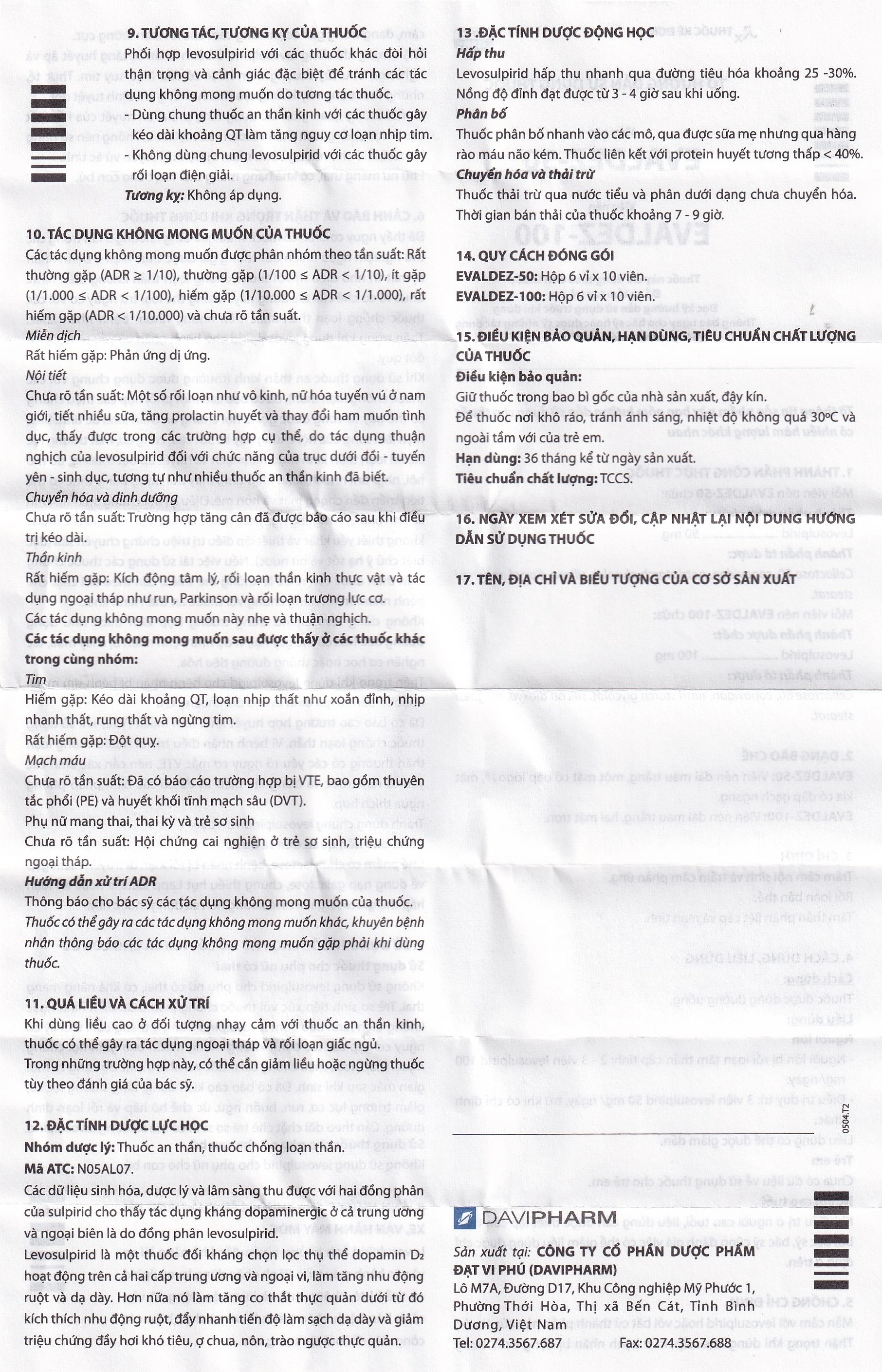 Hình ảnh Thuốc Evaldez 50 Davipharm điều trị trầm cảm (6 vỉ x 10 viên)