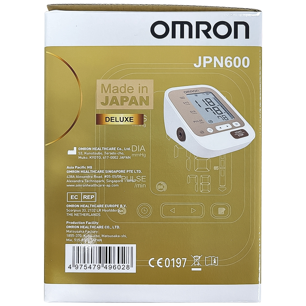Hình ảnh Máy đo huyết áp bắp tay tự động Omron JPN600 công nghệ IntelliWrap, hiển thị kết quả trung bình của 3 lần đo cuối