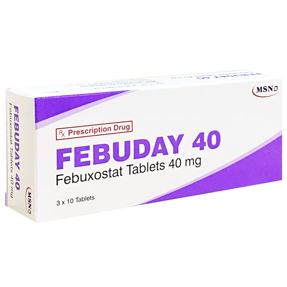 Hình ảnh Thuốc Febuday 40 MSN điều trị tăng acid uric huyết (3 vỉ x 10 viên)